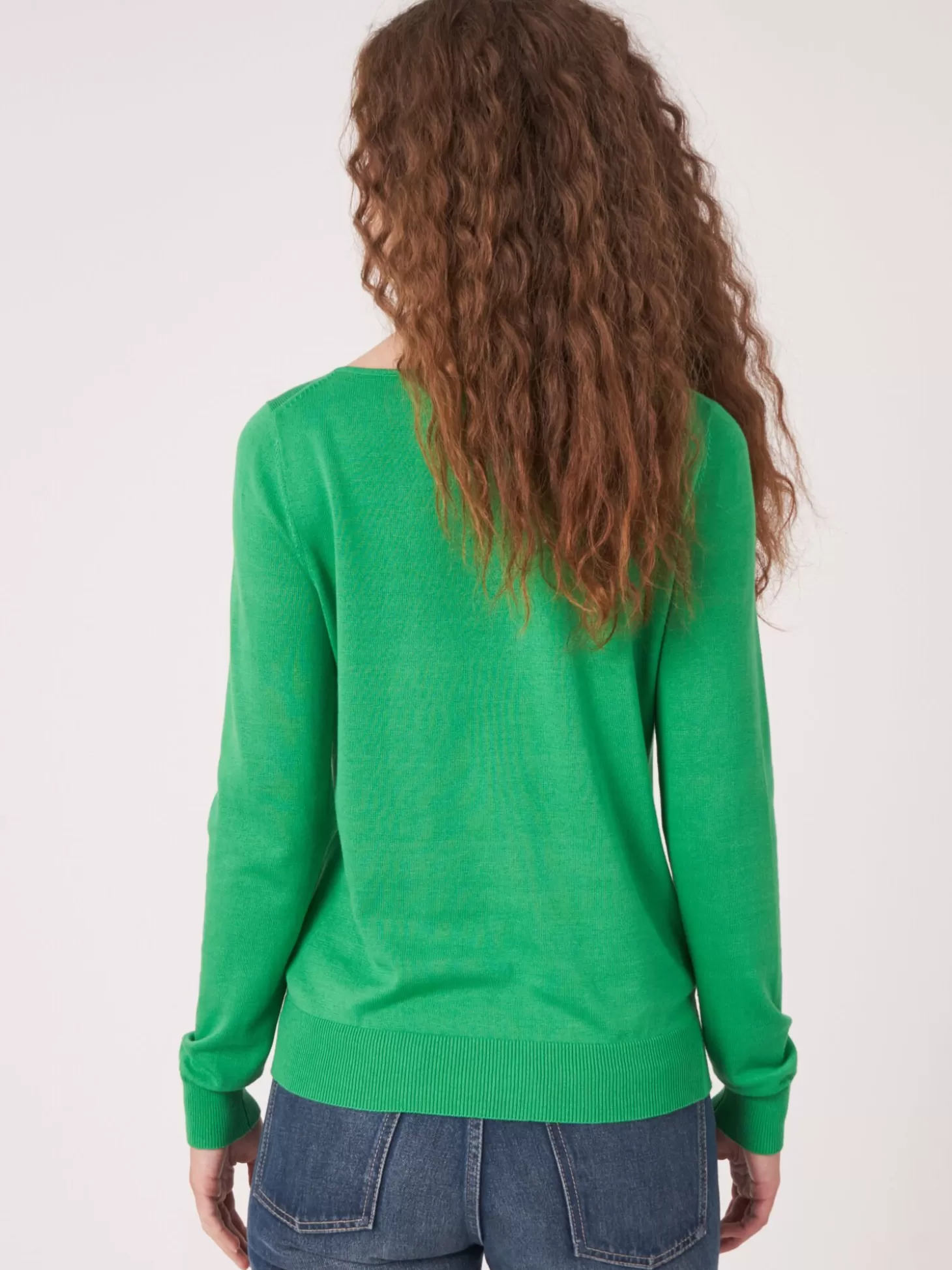 REPEAT cashmere Pull Basique A Manches Longues En Coton Biologique Melange Green Clearance