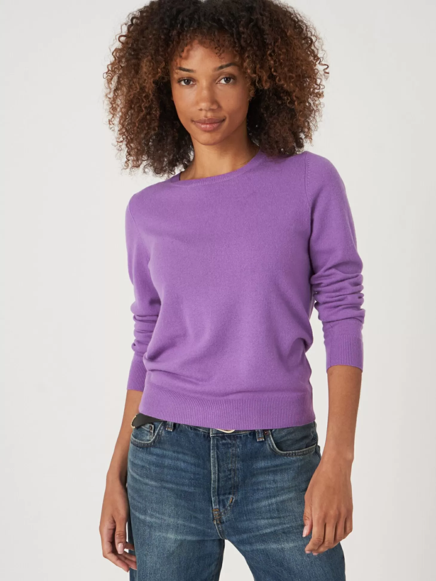 REPEAT cashmere Pull Basique En Cachemire Biologique Avec Encolure Ronde Lilac Outlet