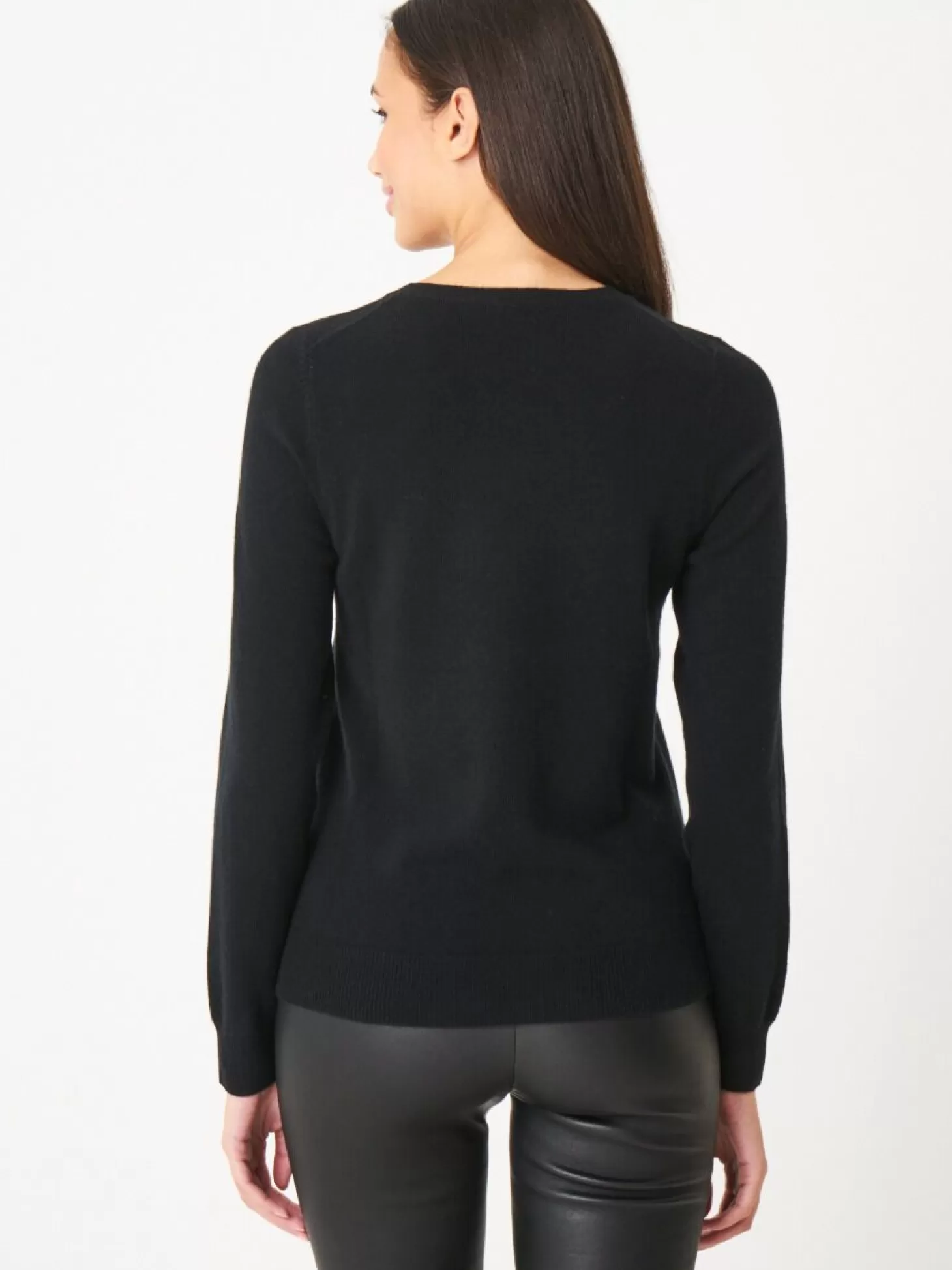 REPEAT cashmere Pull Basique En Cachemire Biologique Avec Encolure Ronde Black Best