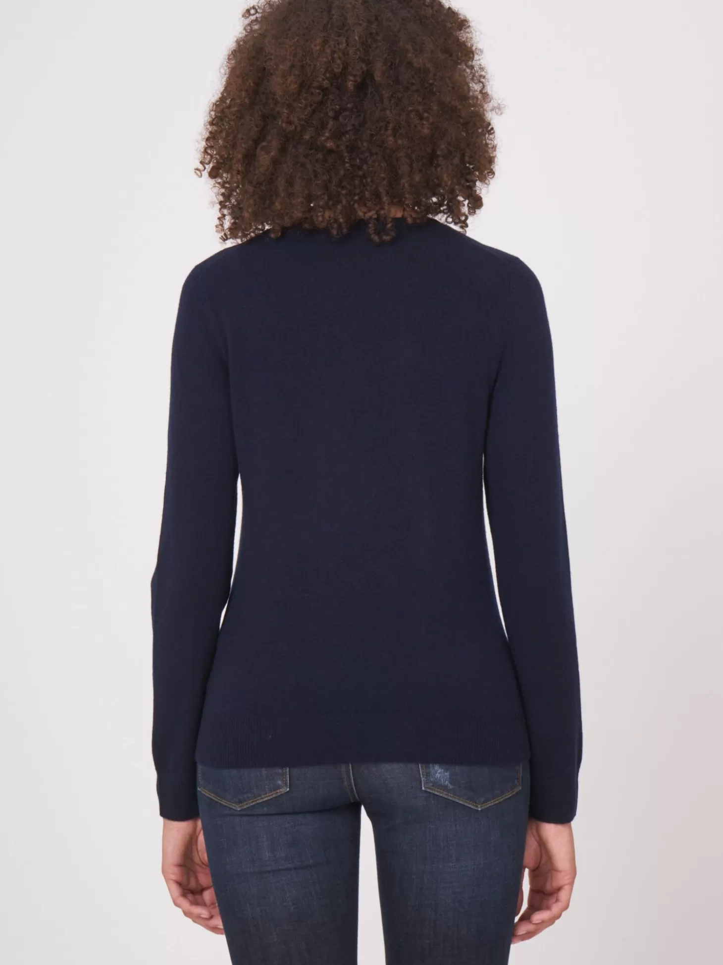 REPEAT cashmere Pull Basique En Cachemire Biologique Avec Encolure Ronde Navy Sale