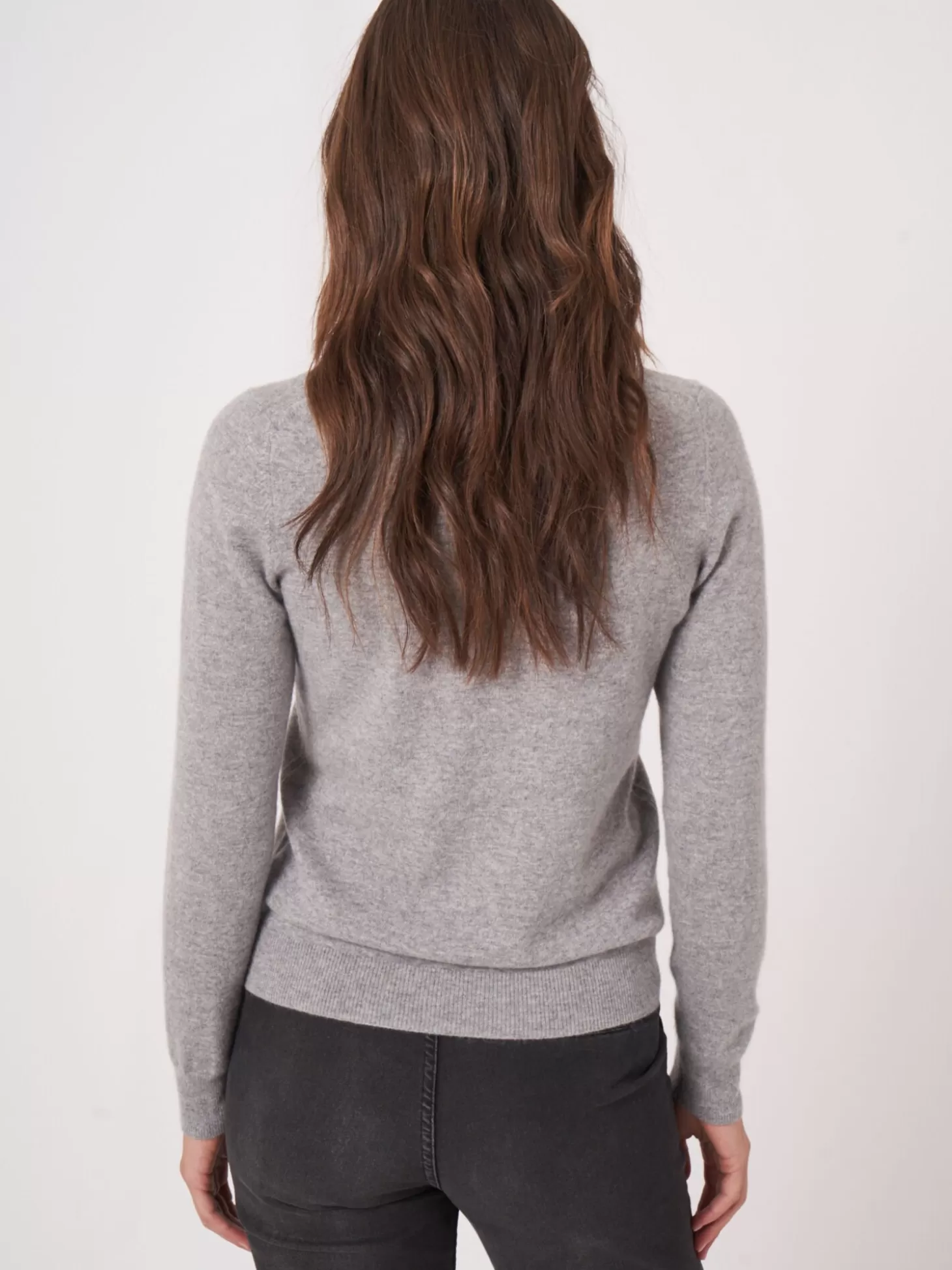 REPEAT cashmere Pull Basique En Cachemire Biologique Avec Encolure Ronde Light Grey Best