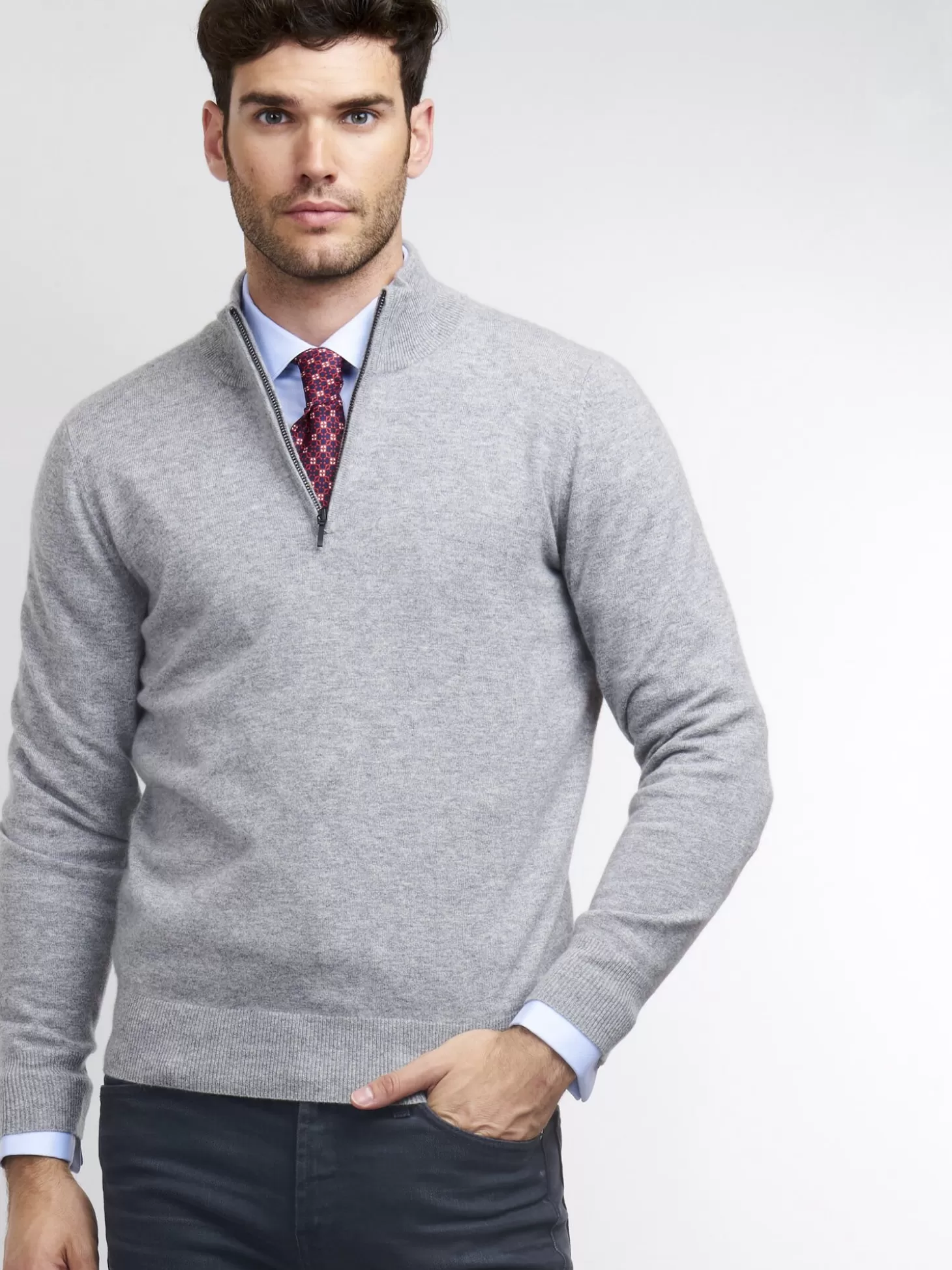 REPEAT cashmere Pull Camionneur En Cachemire Light Grey Cheap