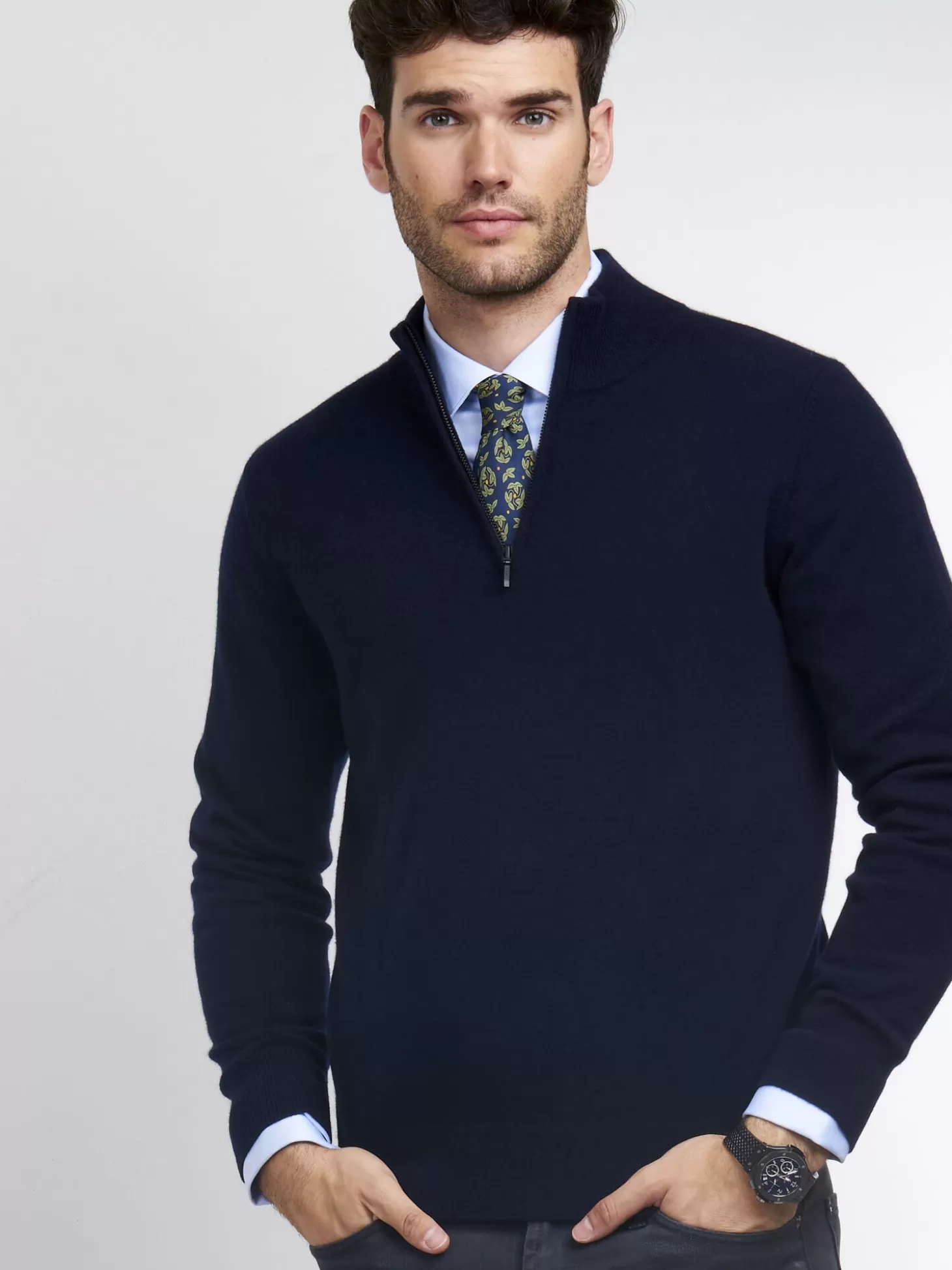 REPEAT cashmere Pull Camionneur En Cachemire Navy Discount