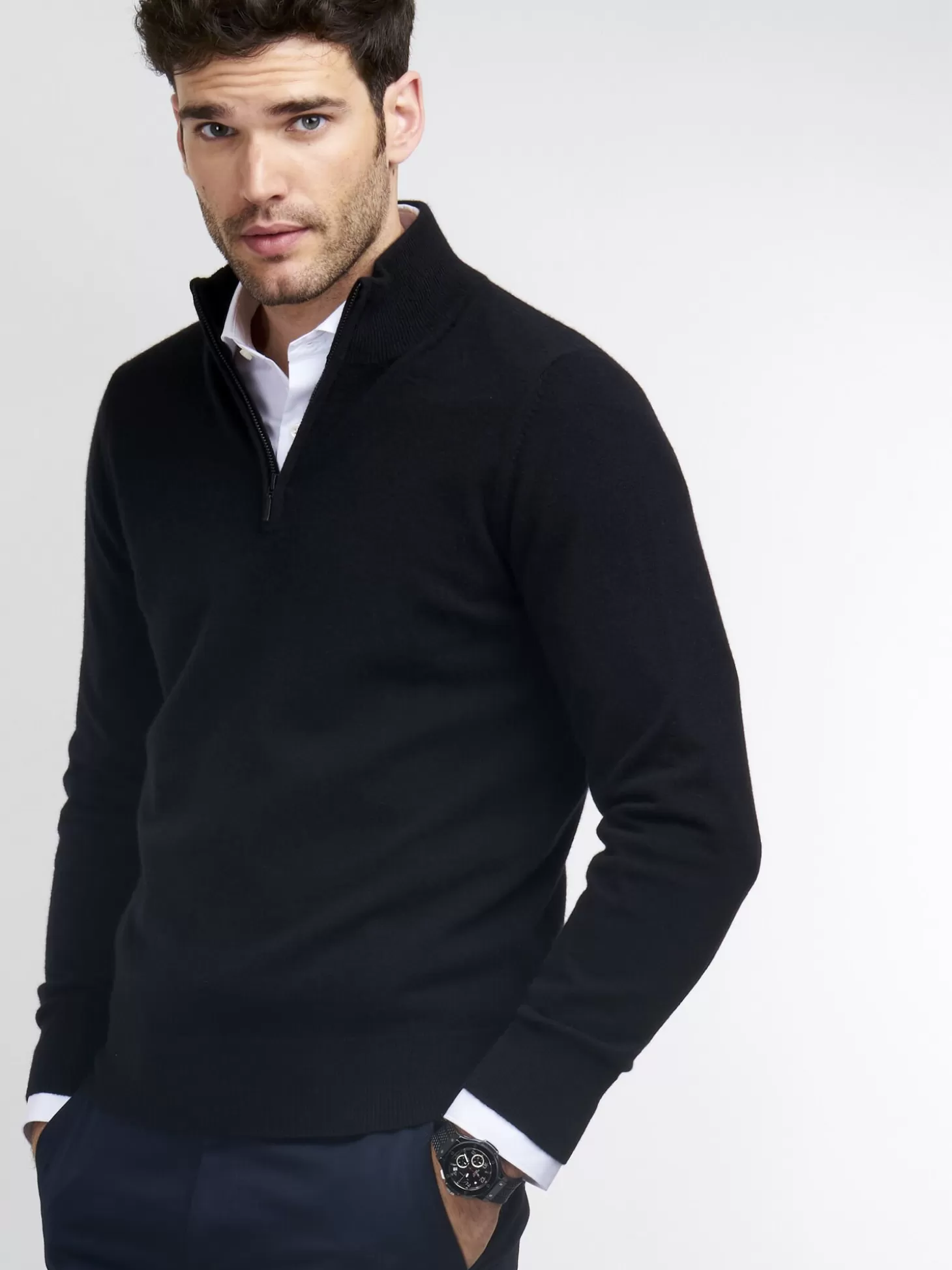 REPEAT cashmere Pull Camionneur En Cachemire Black Hot