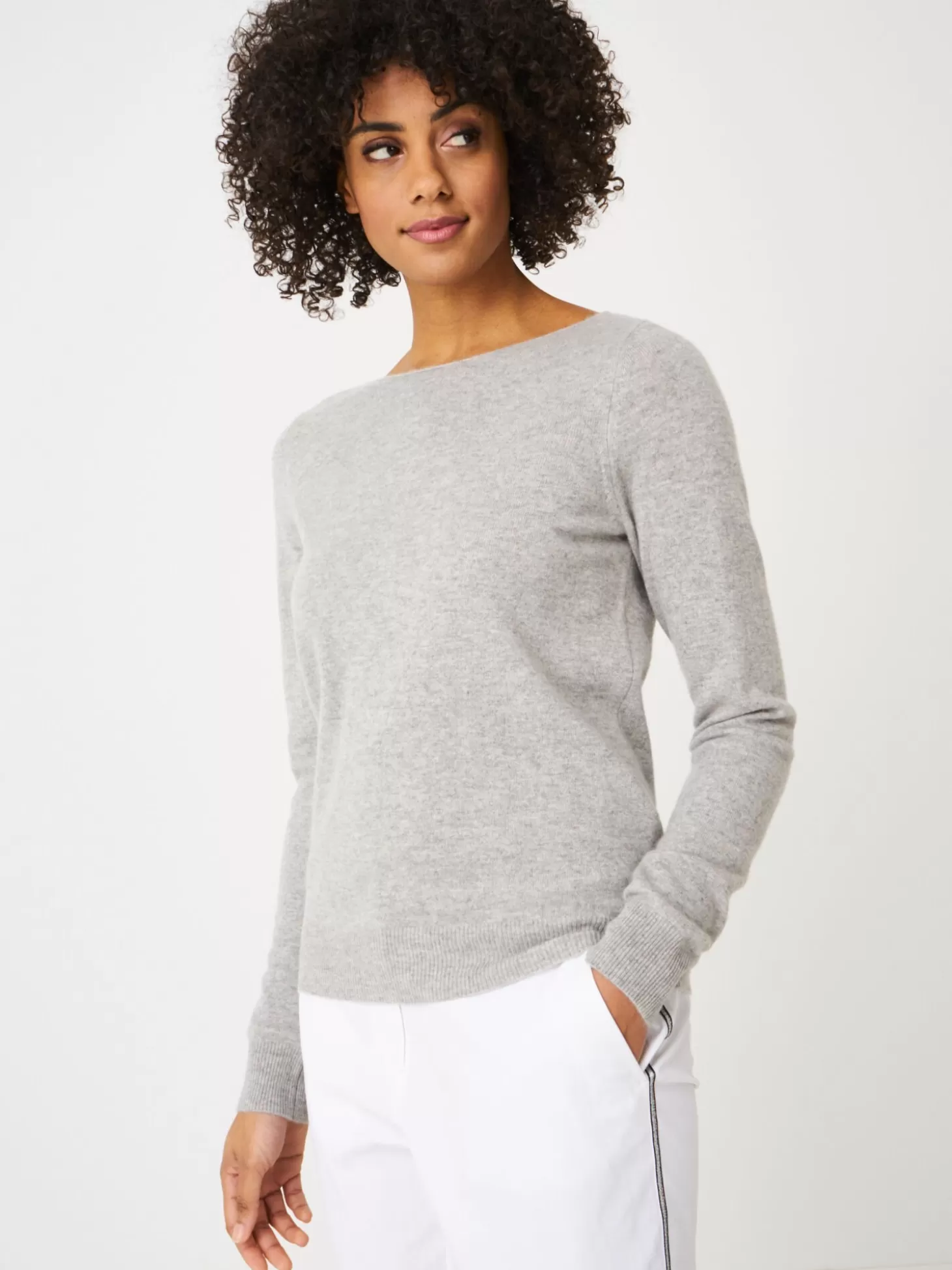 REPEAT cashmere Pull Col Bateau En Cachemire Biologique Silver Grey Outlet