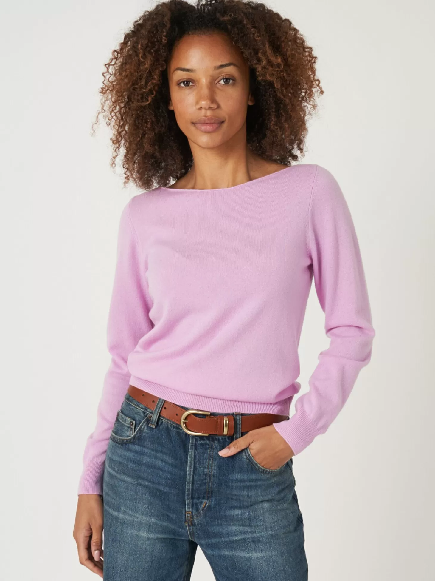 REPEAT cashmere Pull Col Bateau En Cachemire Biologique Candy Hot