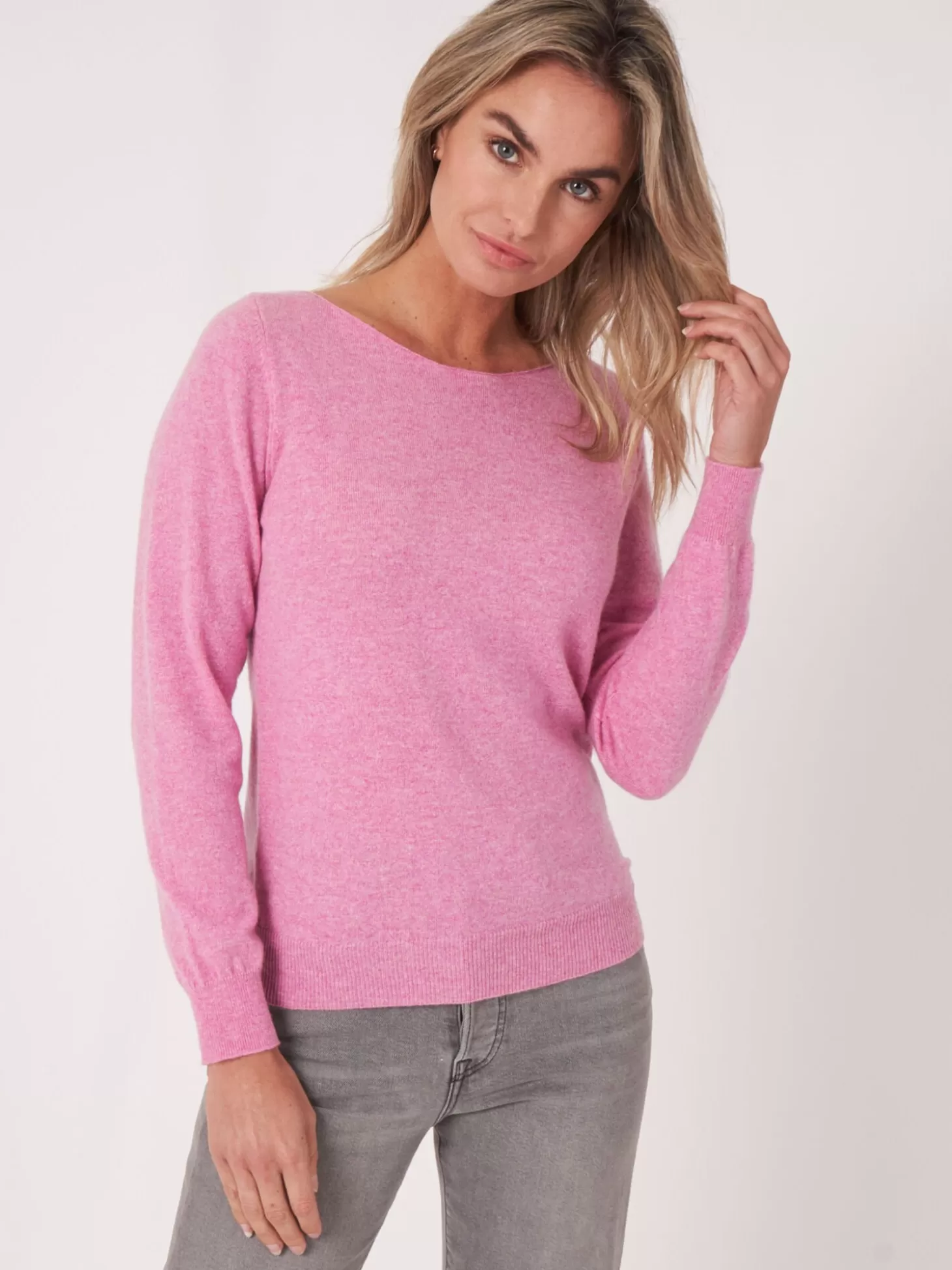 REPEAT cashmere Pull Col Bateau En Cachemire Biologique Blossom Hot