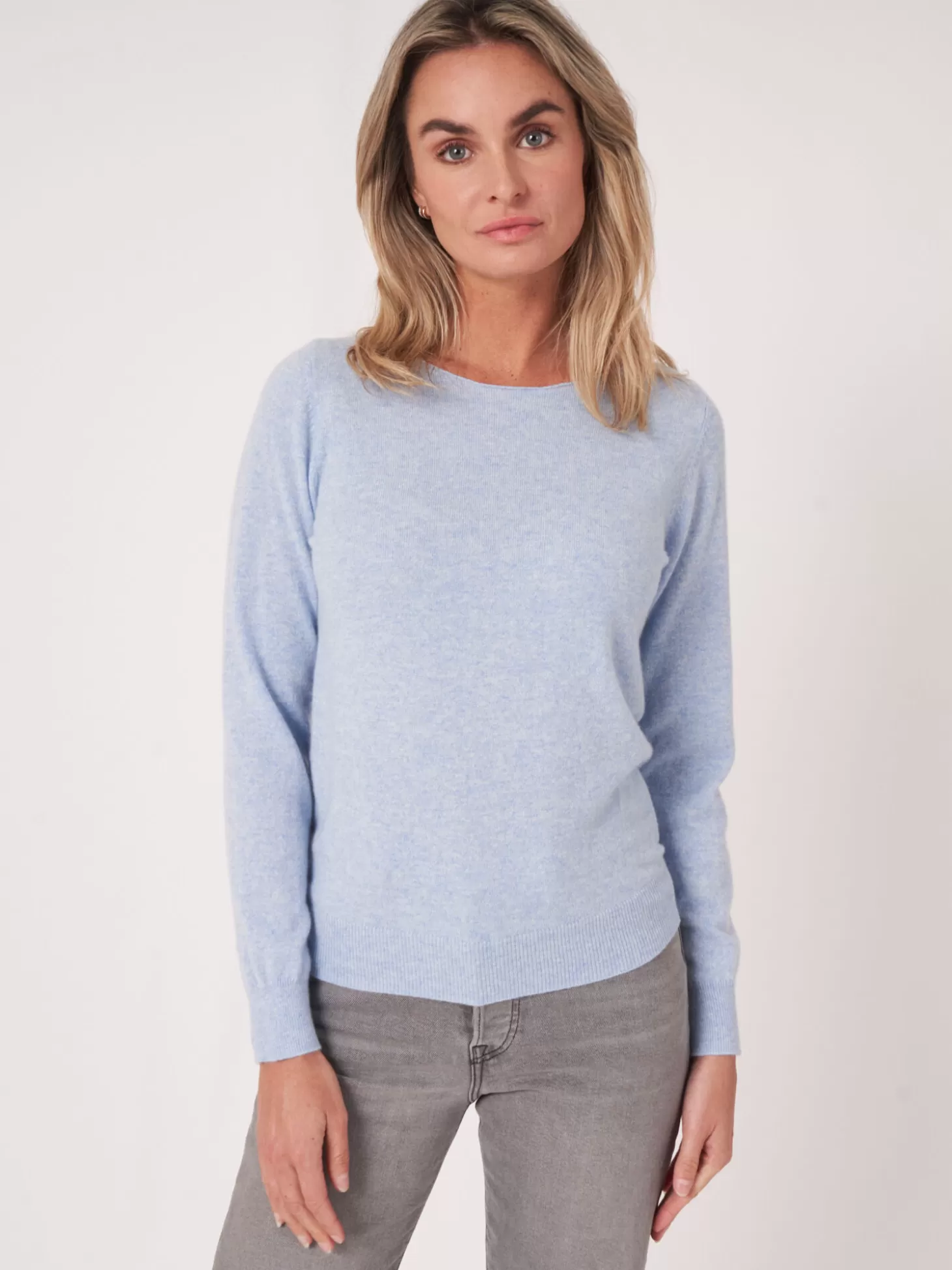 REPEAT cashmere Pull Col Bateau En Cachemire Biologique Sky Outlet