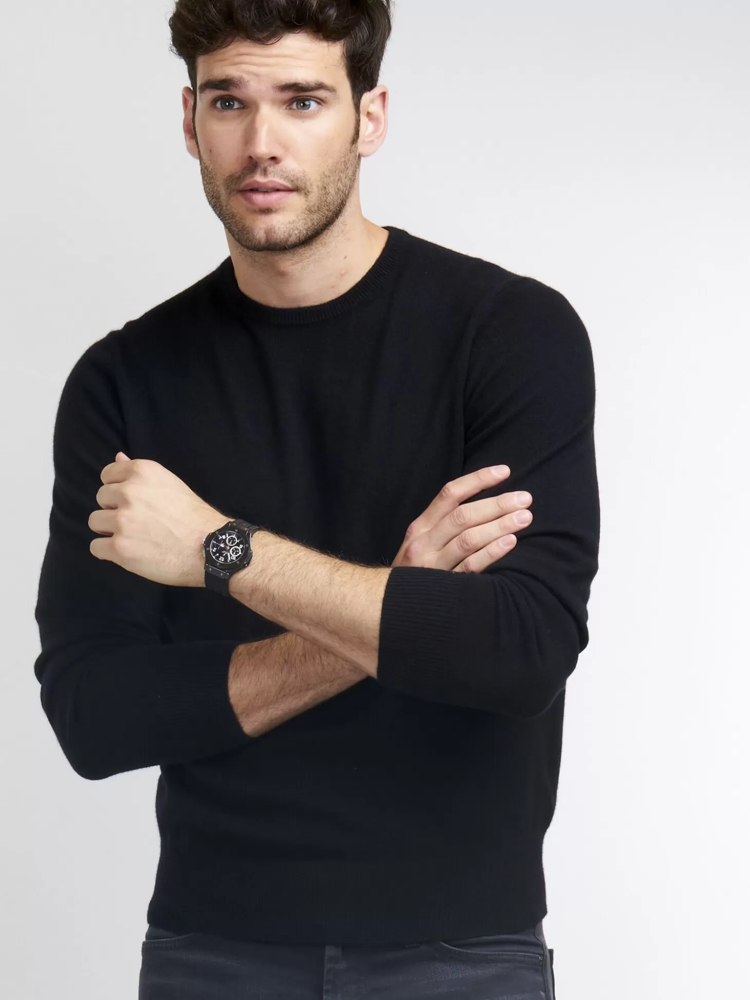 REPEAT cashmere Pull Col Rond Homme En Cachemire Black Fashion