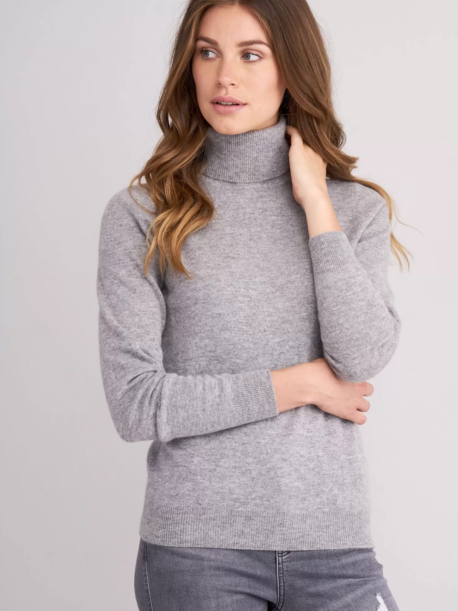 REPEAT cashmere Pull Col Roule En Cachemire Light Grey Hot