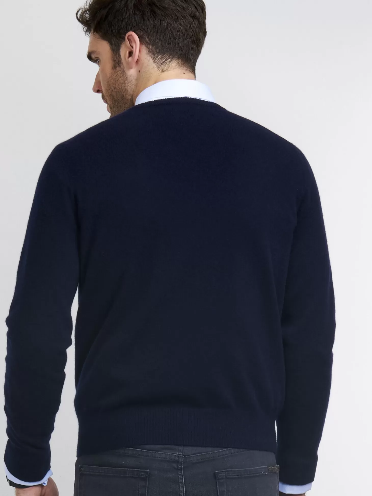 REPEAT cashmere Pull Col V En Cachemire Navy Discount