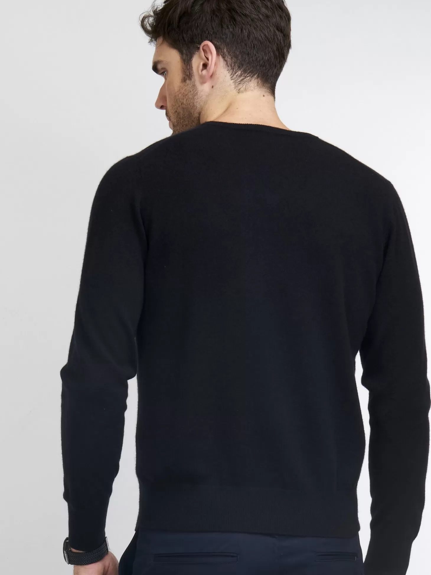 REPEAT cashmere Pull Col V En Cachemire Black Shop