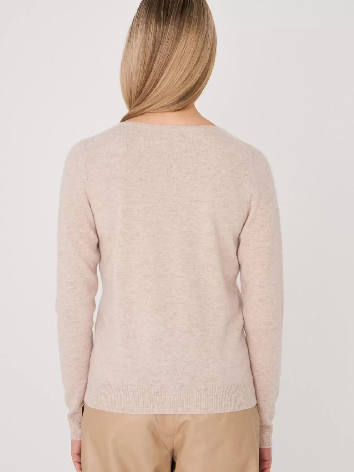 REPEAT cashmere Pull Col V En Cachemire Biologique Beige Outlet