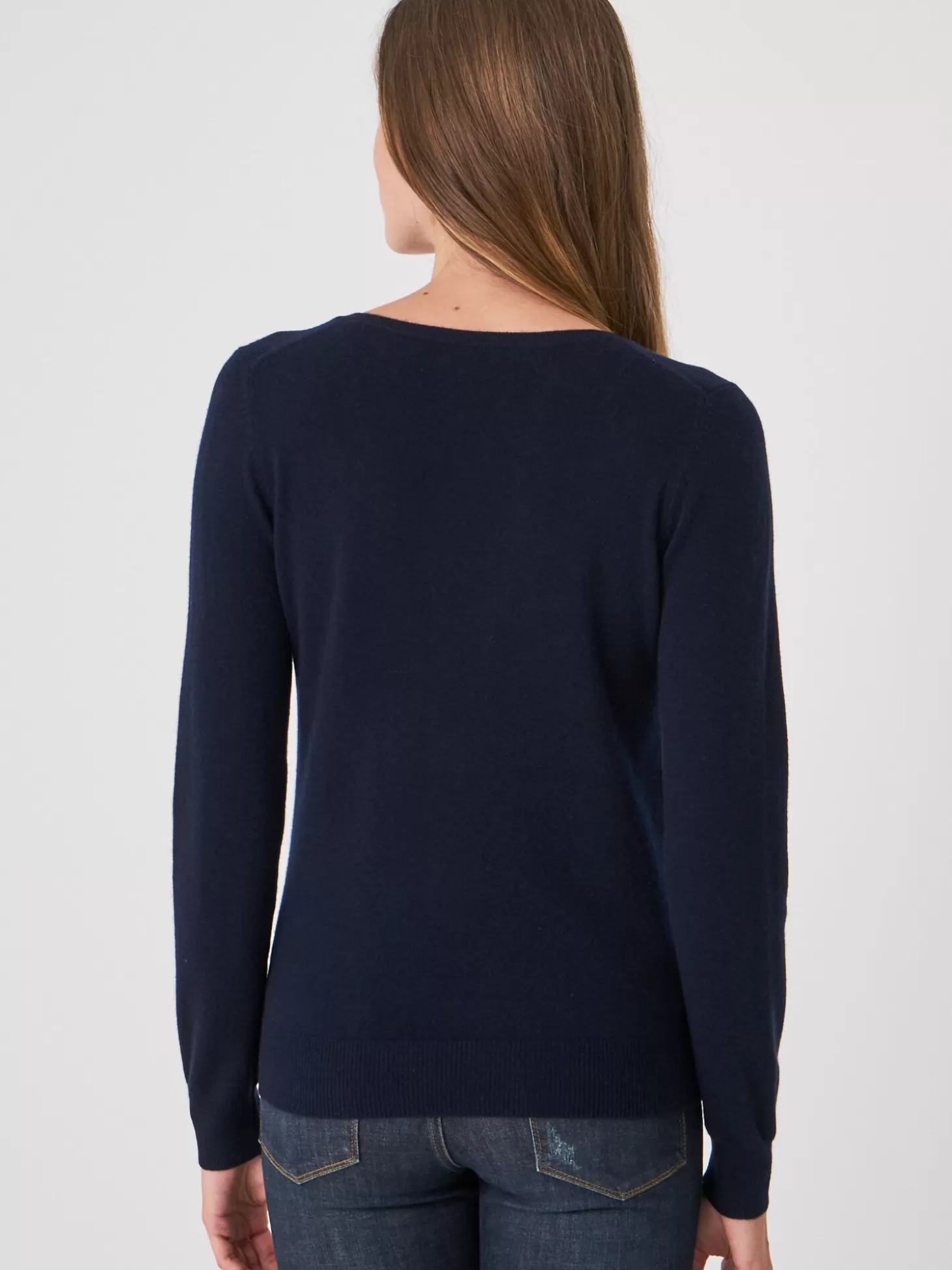 REPEAT cashmere Pull Col V En Cachemire Biologique Navy Shop