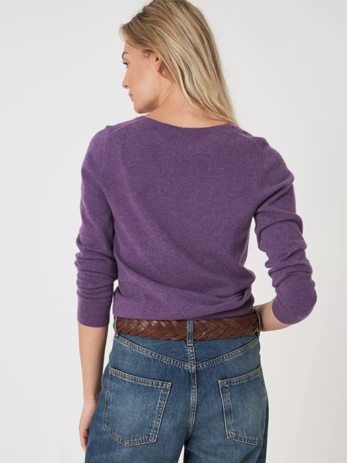 REPEAT cashmere Pull Col V En Cachemire Biologique Amethyst Clearance