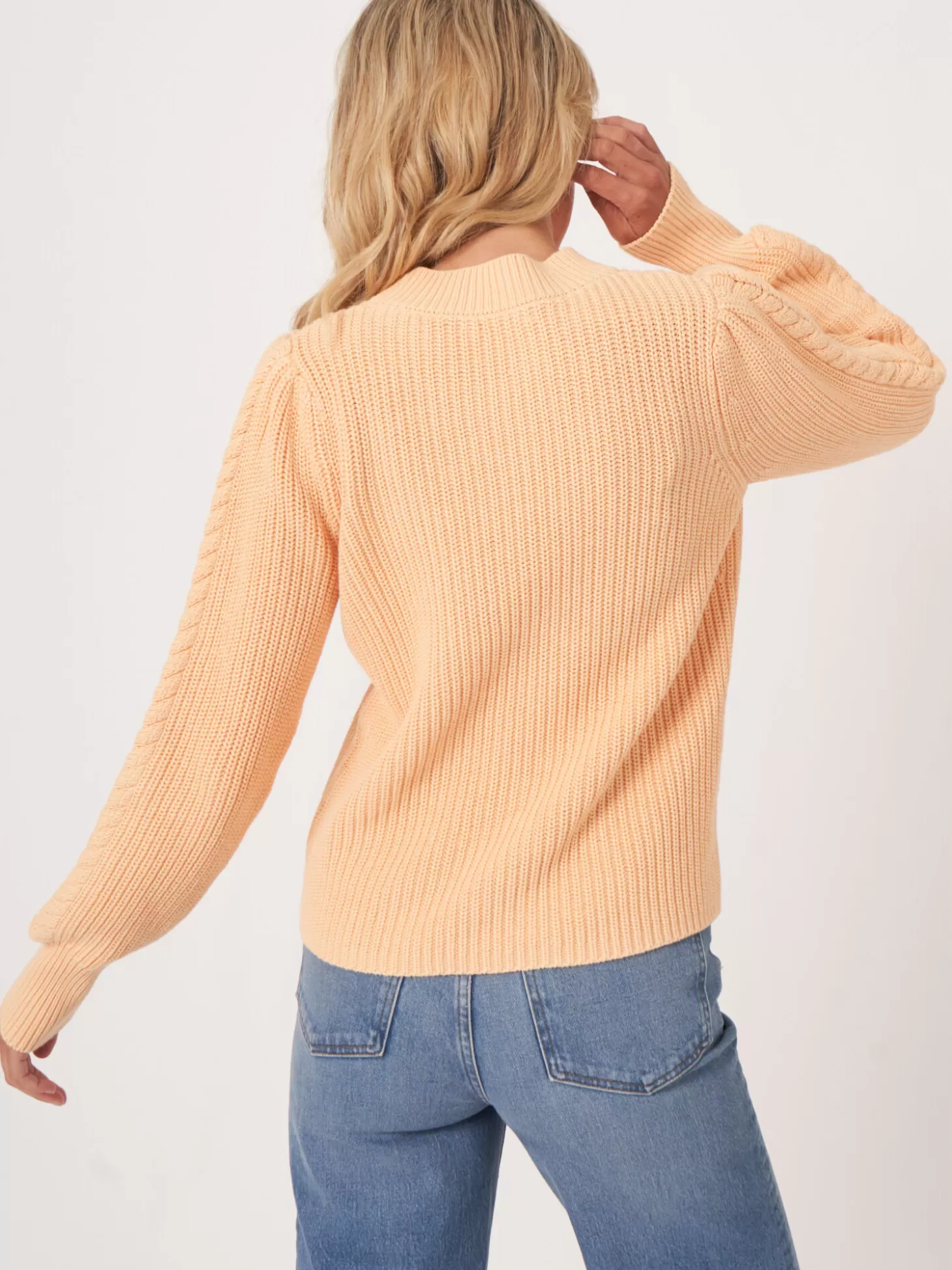 REPEAT cashmere Pull Cotele A Epaules Bouffantes Glow Best