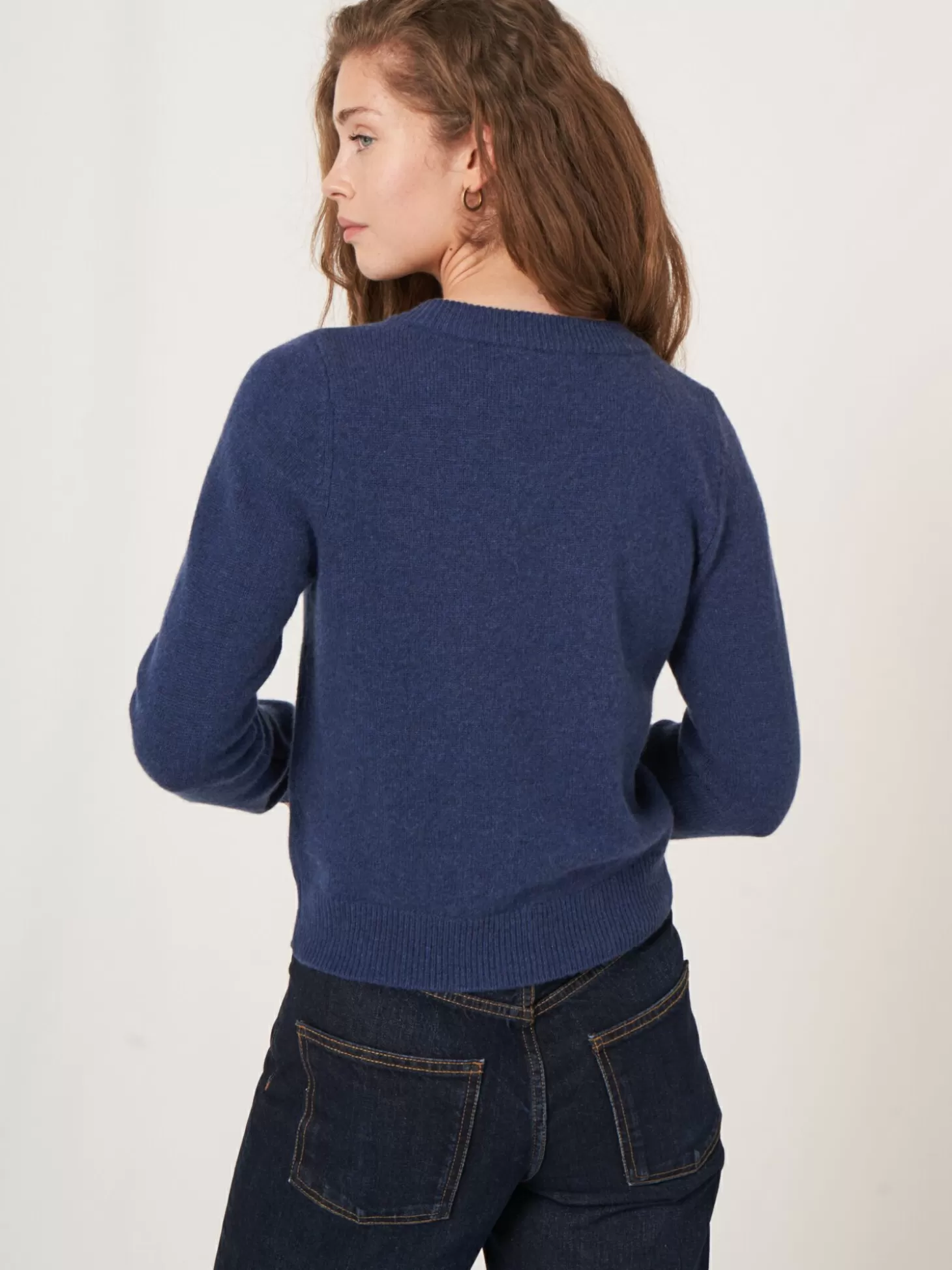 REPEAT cashmere Pull Court A Col En V En Cachemire Biologique Saphire Outlet