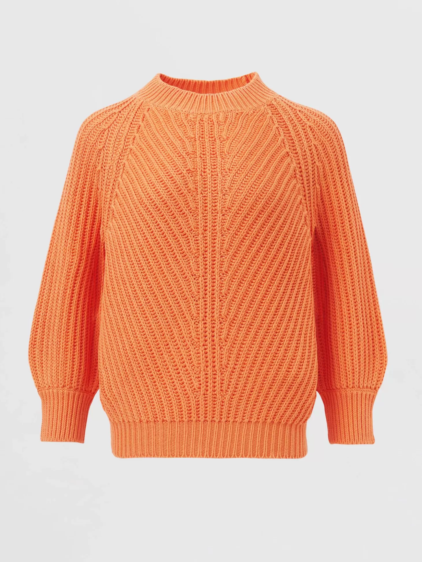 REPEAT cashmere Pull Court A Manches Bouffantes En Tricot Epais Et Cotele Papaya Fashion