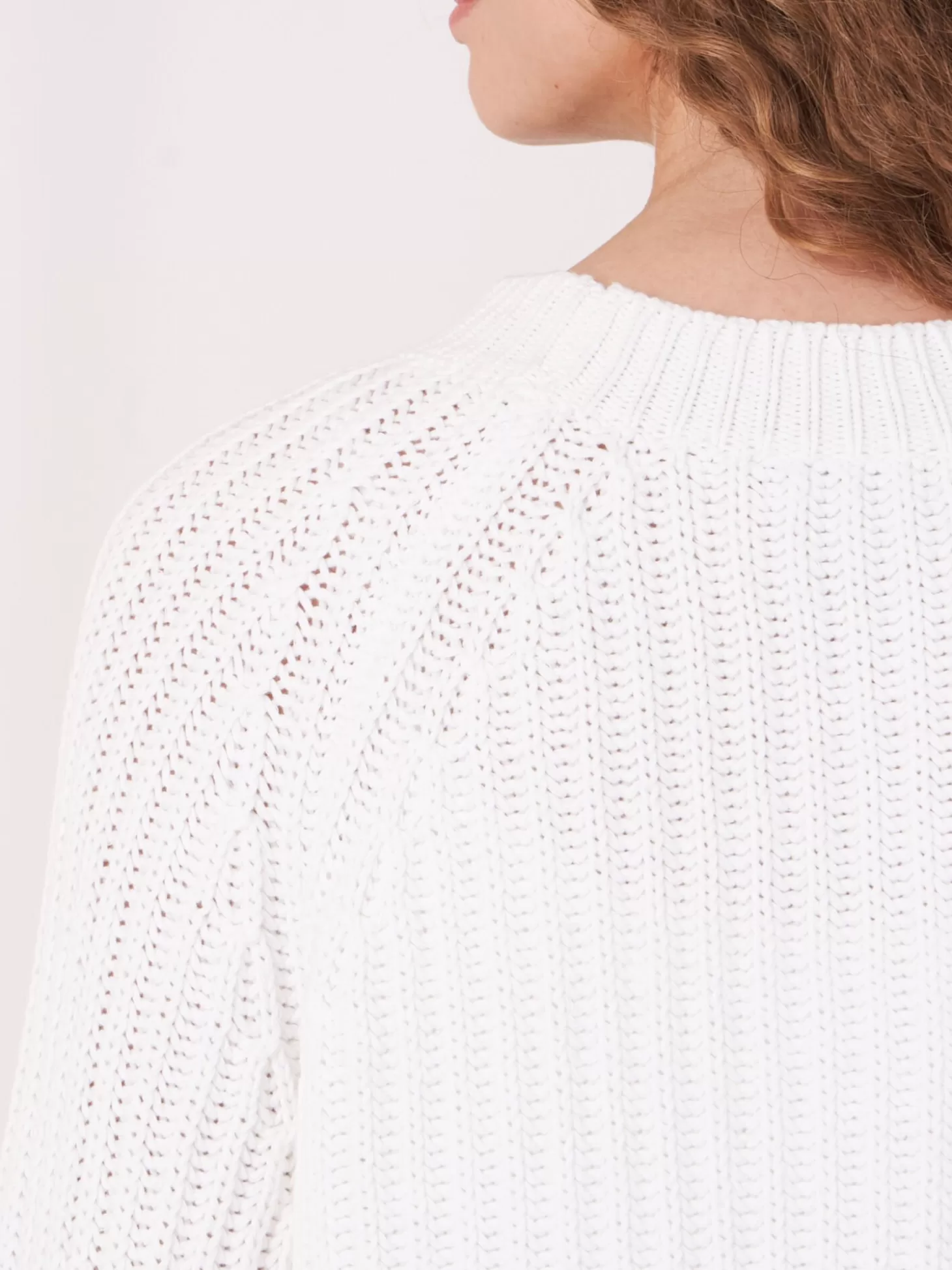 REPEAT cashmere Pull Court A Manches Bouffantes En Tricot Epais Et Cotele White Best Sale