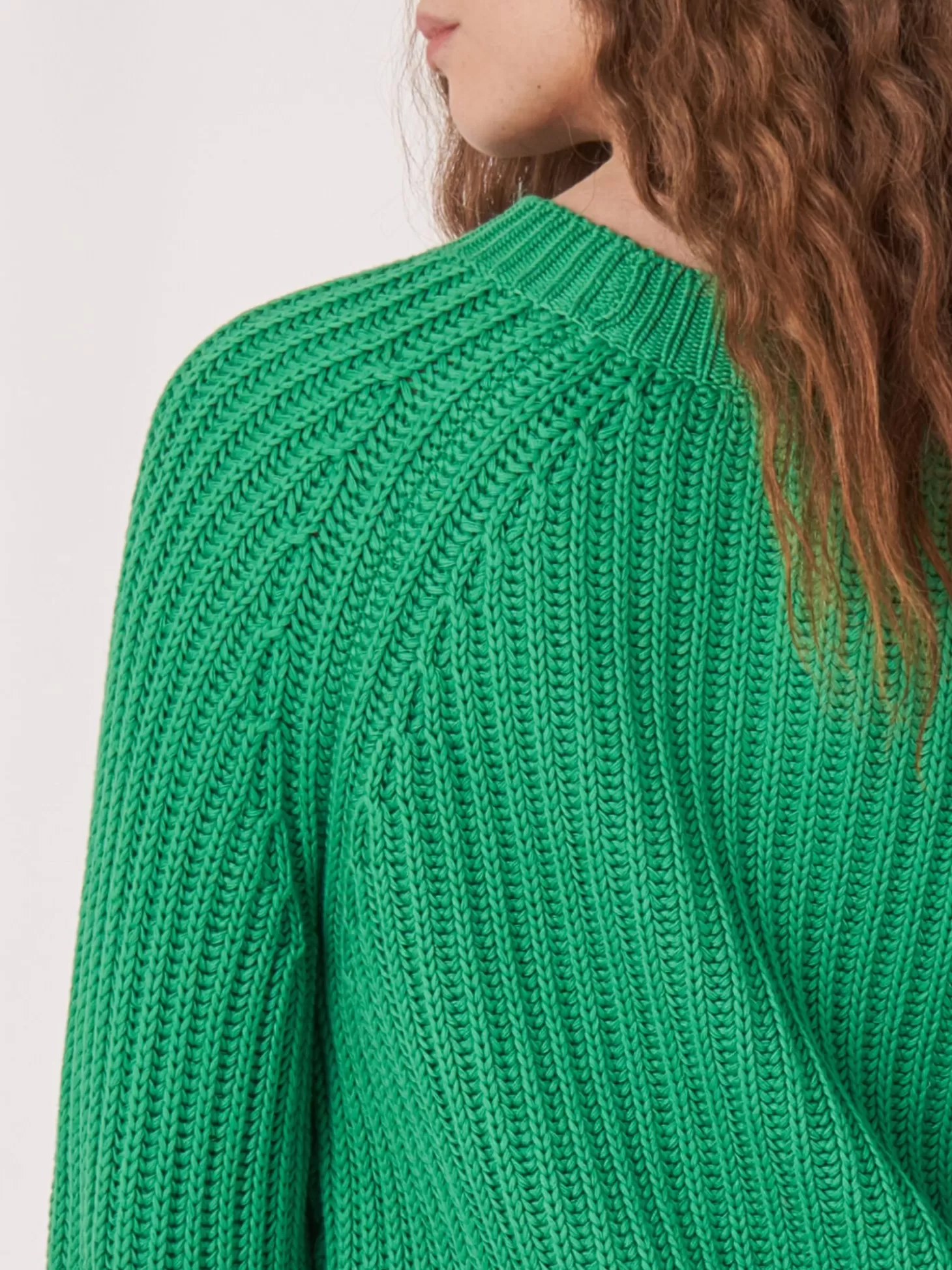REPEAT cashmere Pull Court A Manches Bouffantes En Tricot Epais Et Cotele Green Outlet