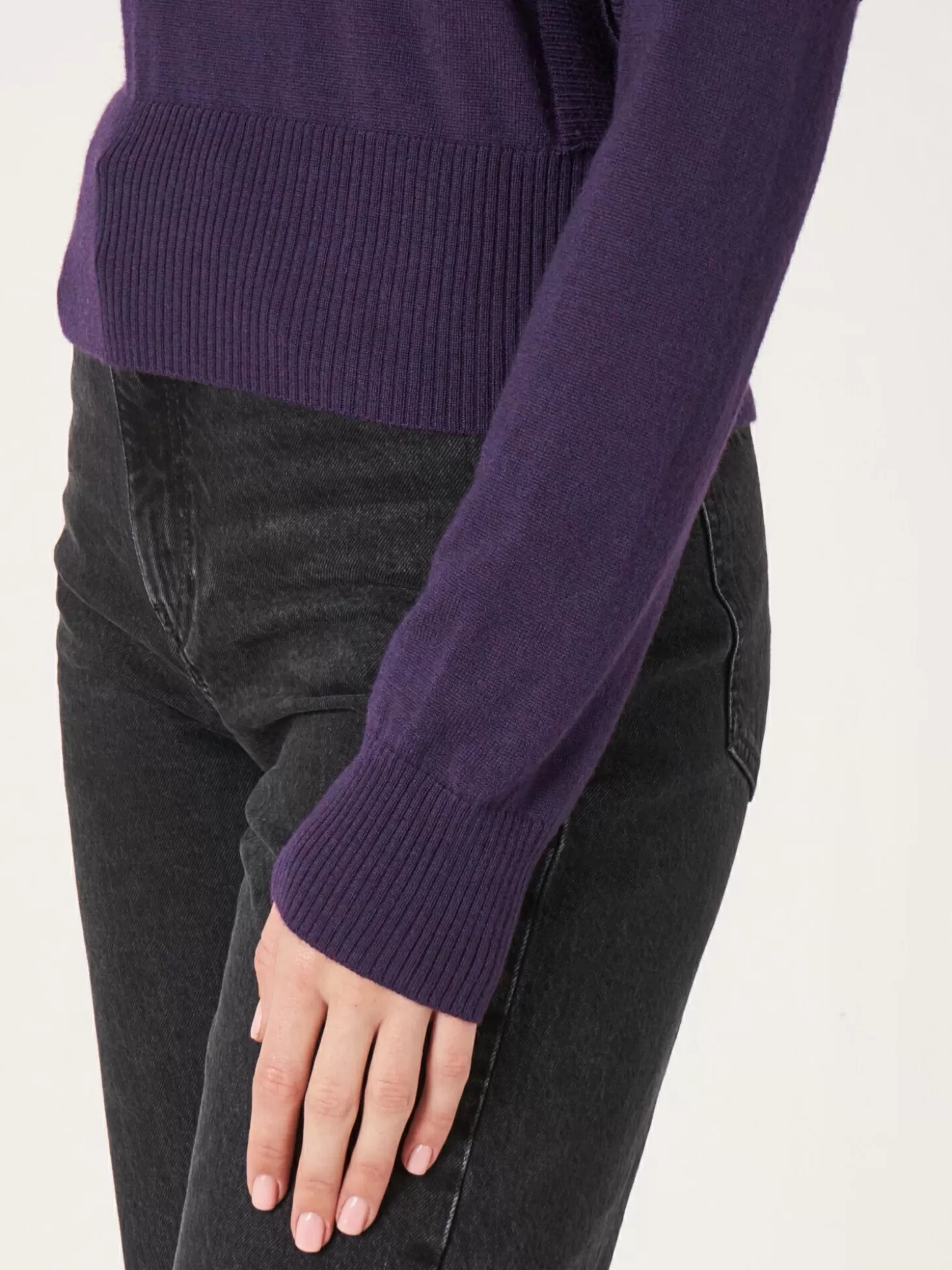 REPEAT cashmere Pull Court En Laine Merinos Avec Details Sur Les Epaules Purple Outlet