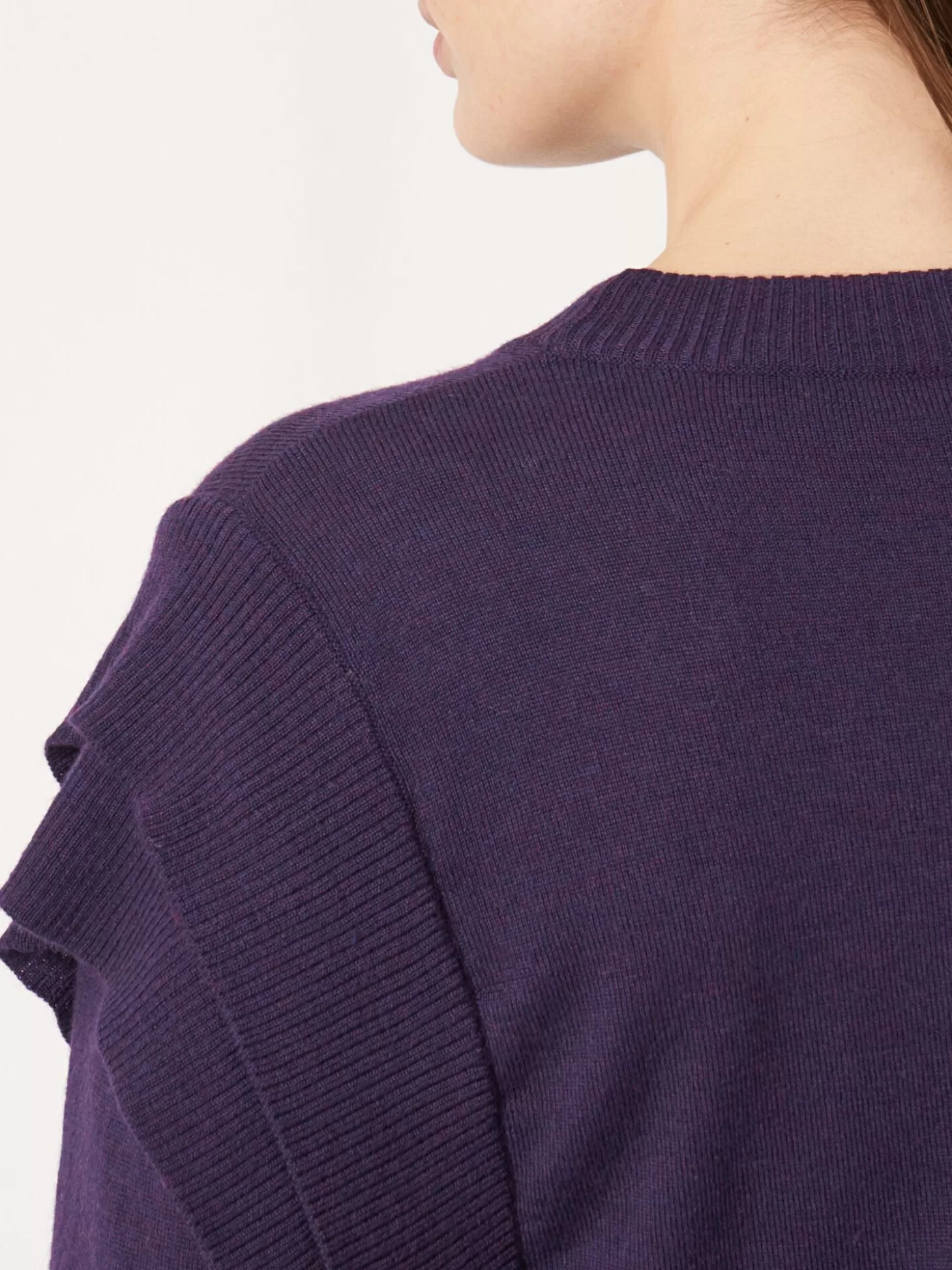 REPEAT cashmere Pull Court En Laine Merinos Avec Details Sur Les Epaules Purple Outlet