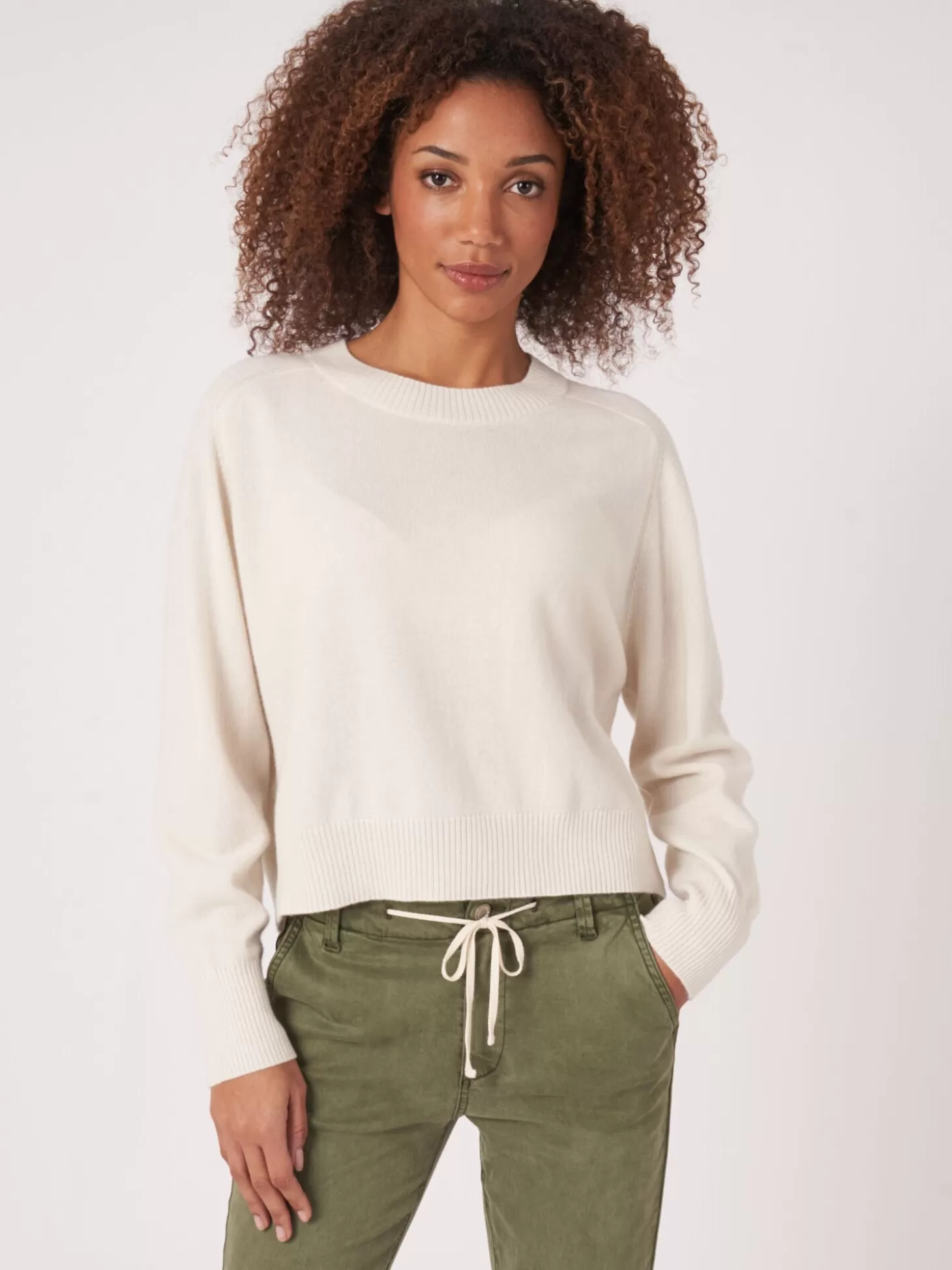 REPEAT cashmere Pull Court Raglan En Cachemire Biologique Cream Best Sale