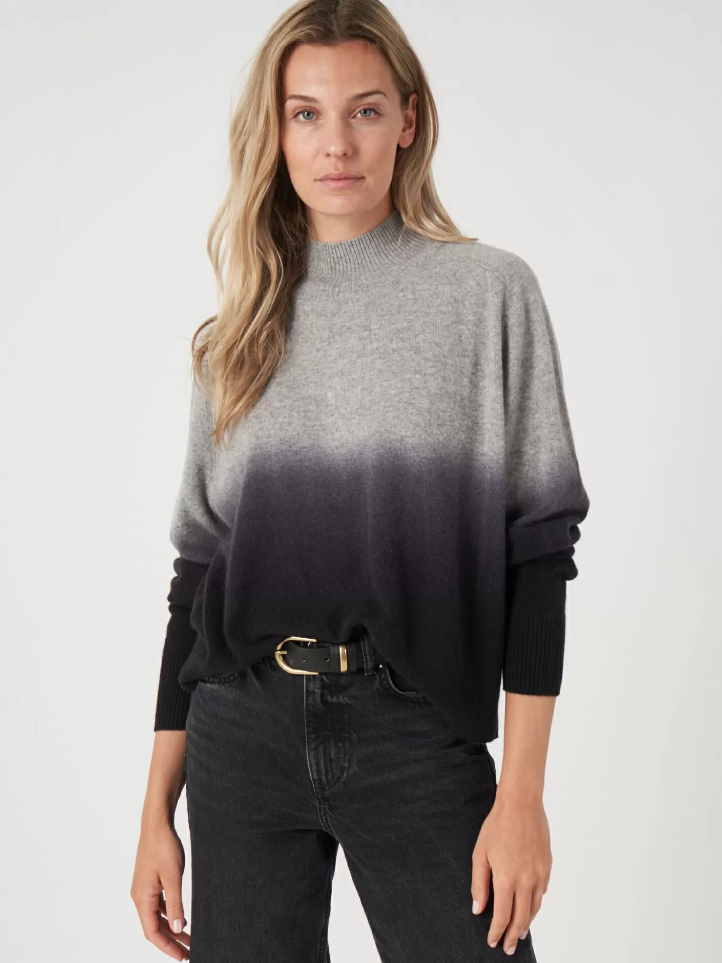 REPEAT cashmere Pull Degrade En Cachemire Avec Col Montant Black Store