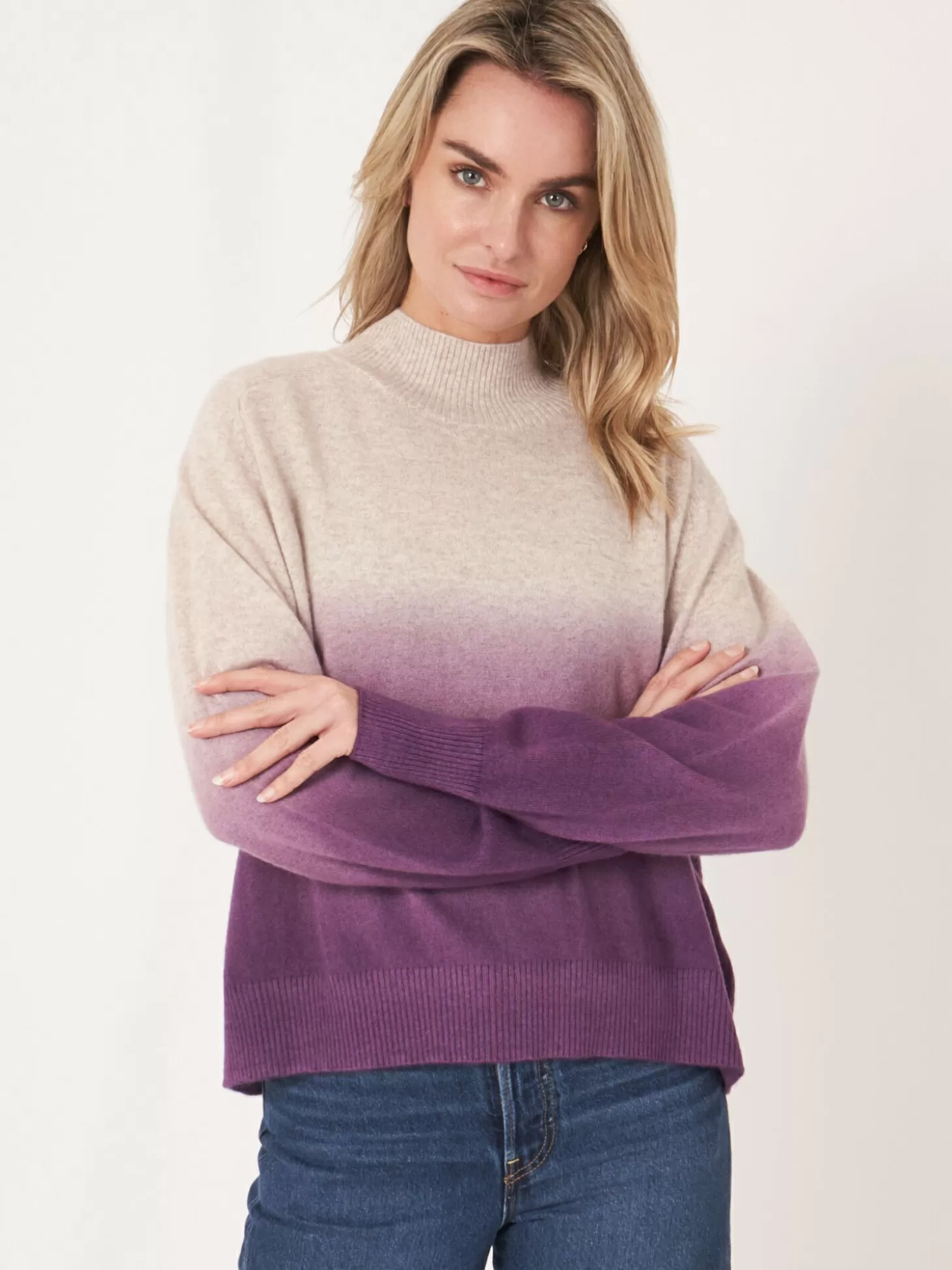 REPEAT cashmere Pull Degrade En Cachemire Avec Col Montant Amethyst Shop