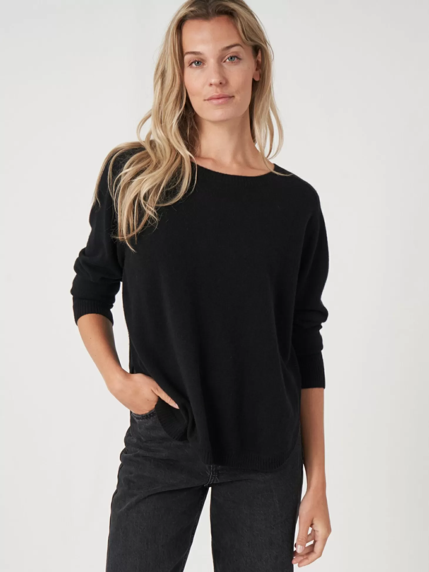 REPEAT cashmere Pull En Cachemire A Ourlet Rond Et Col Bateau Black Online