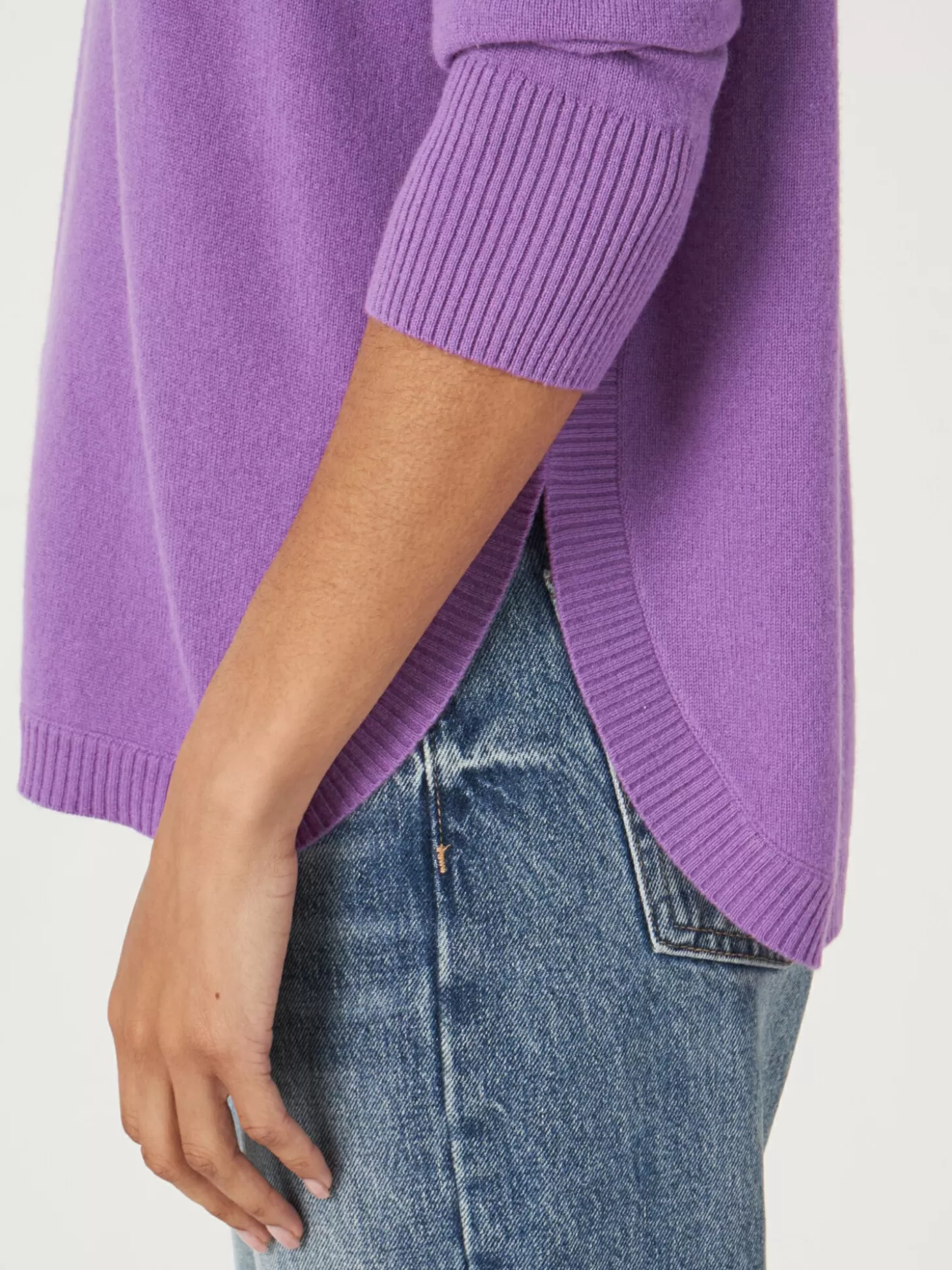 REPEAT cashmere Pull En Cachemire A Ourlet Rond Et Col Bateau Lilac Discount