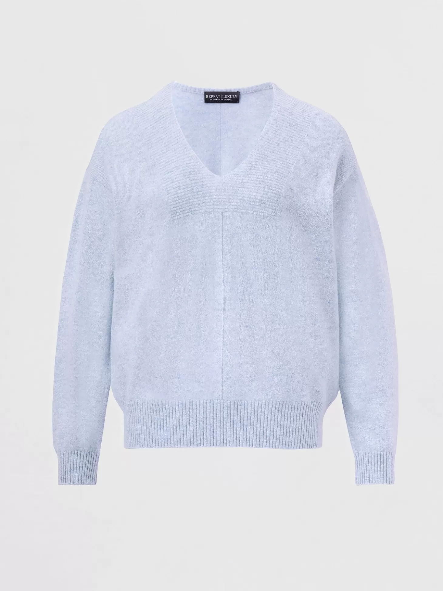 REPEAT cashmere Pull En Cachemire Biologique Avec Col En V Cotele Sky Discount