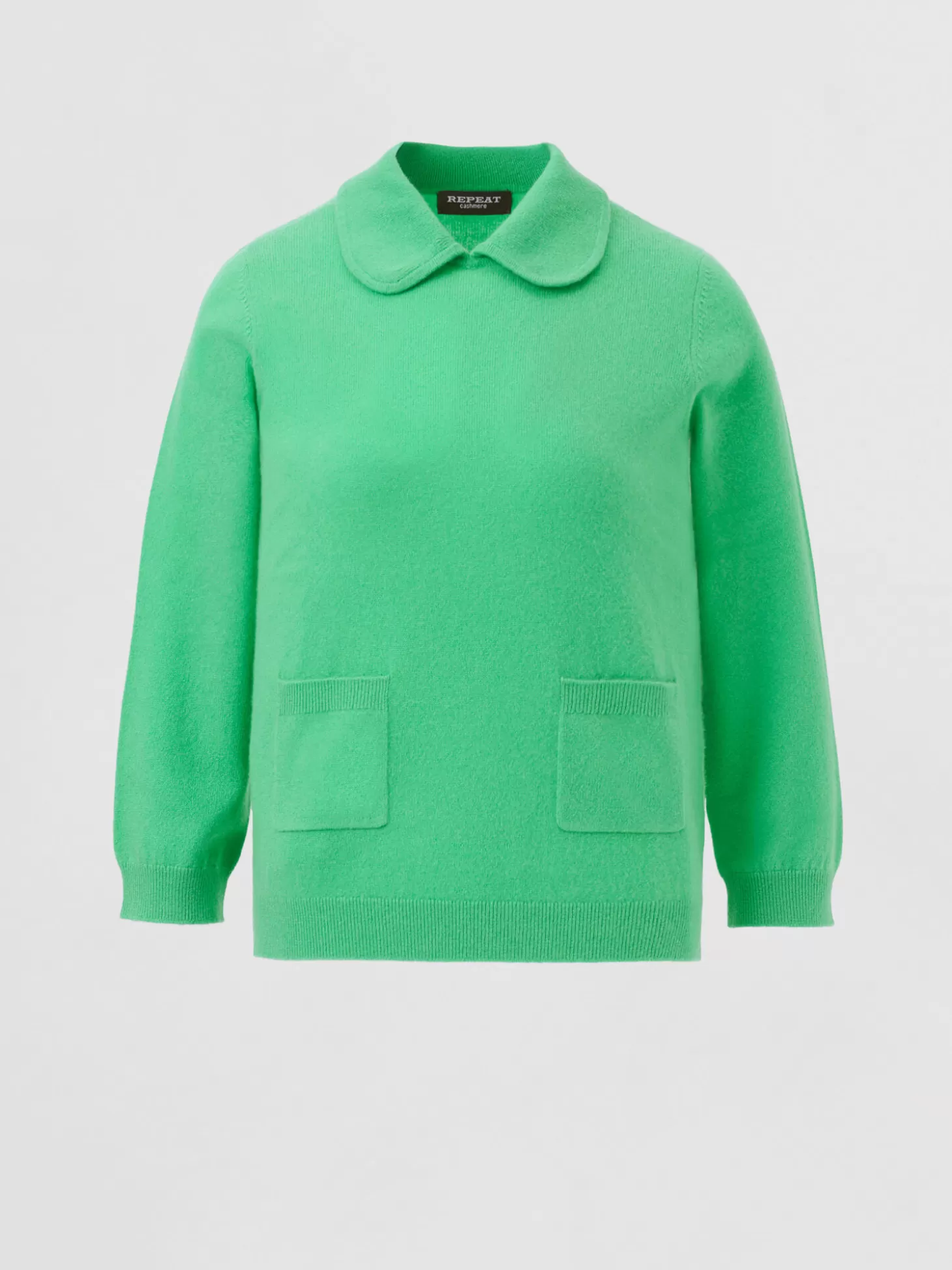 REPEAT cashmere Pull En Cachemire Biologique Avec Col Polo Et Poches Sur Le Devant Basil Clearance