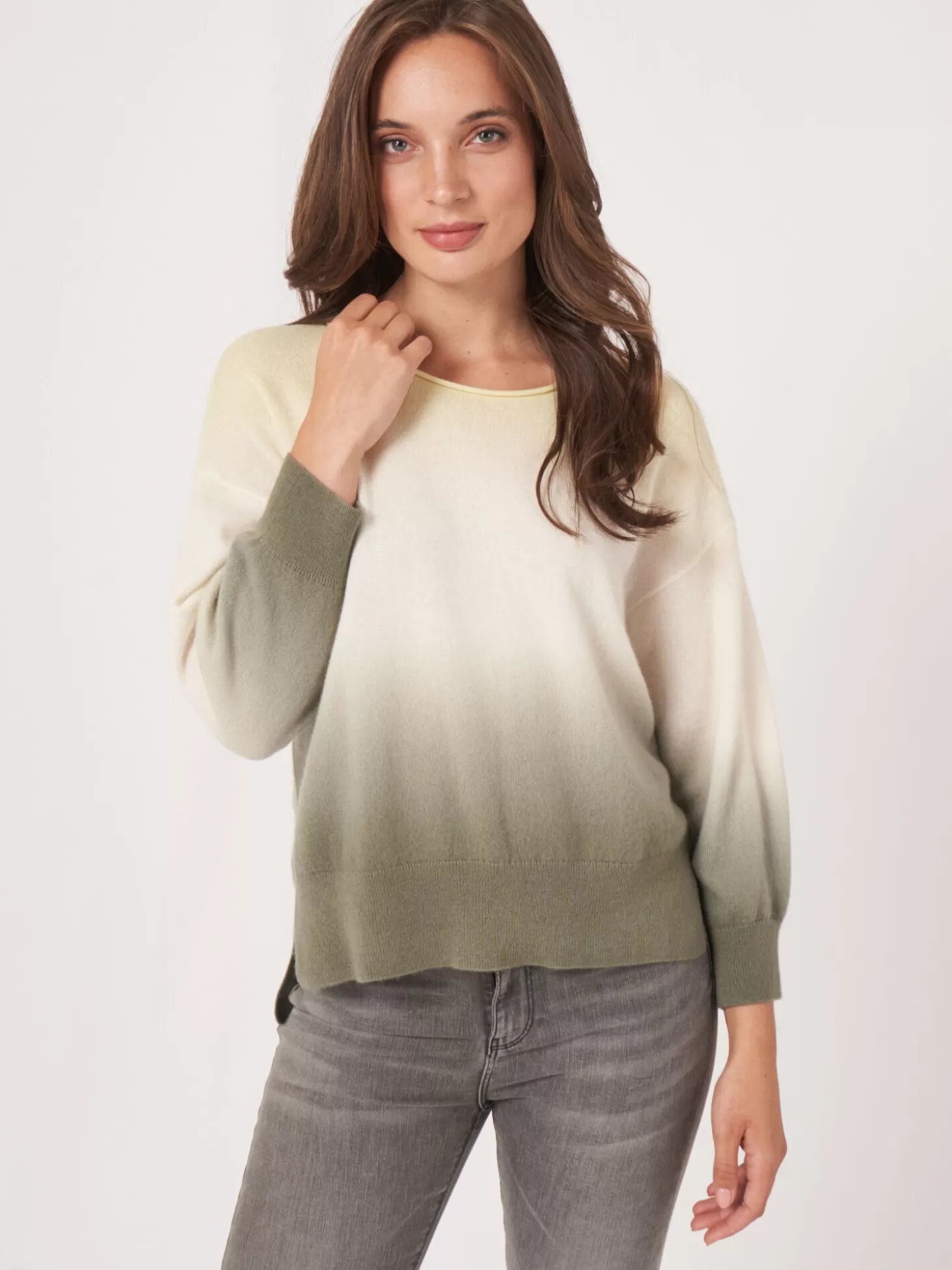 REPEAT cashmere Pull En Cachemire Biologique Avec Imprime Degrade Soda/Matcha New