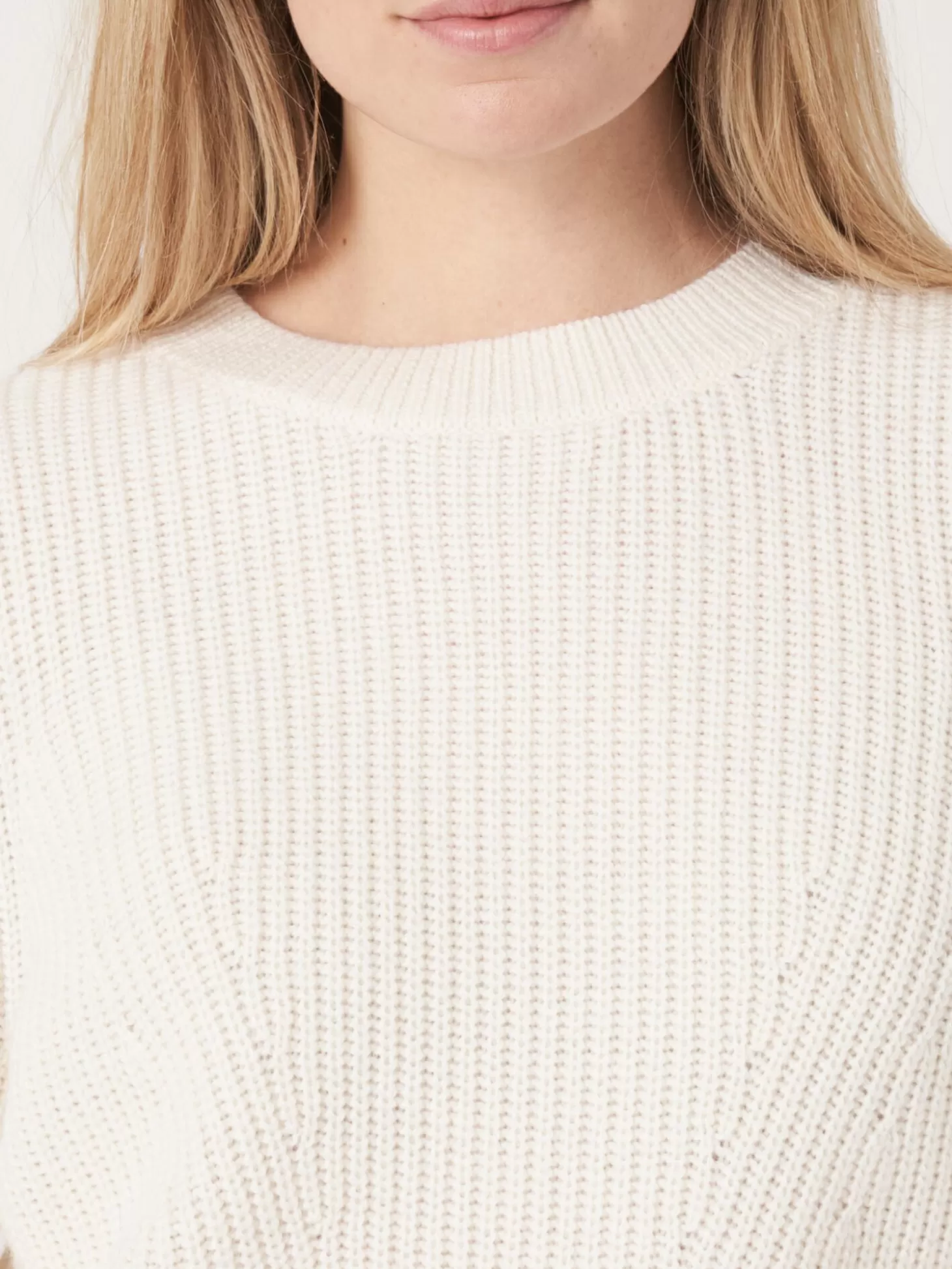 REPEAT cashmere Pull En Maille Cotelee A Details Plisses Aux Epaules En Laine Merinos Cream Best