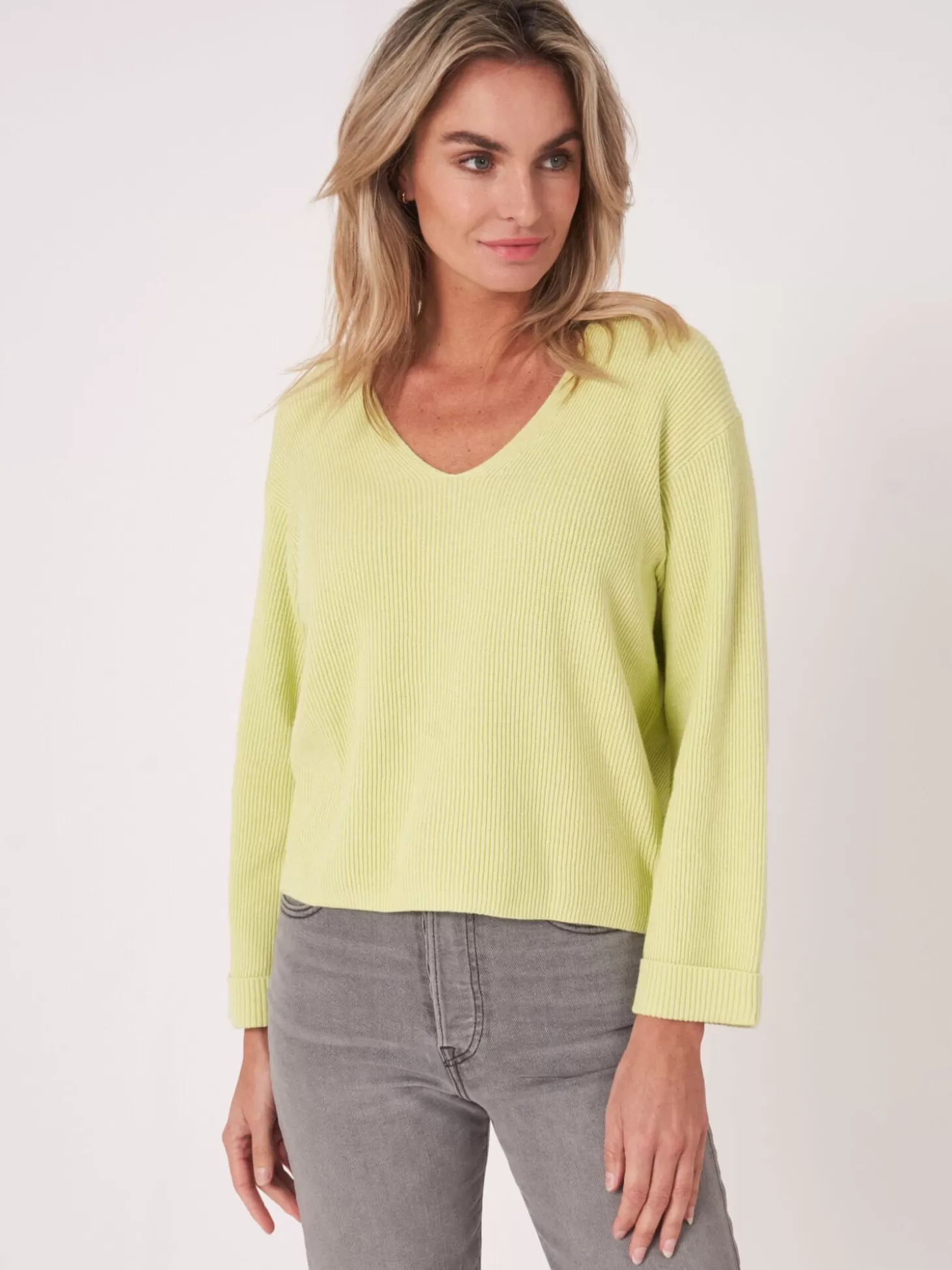 REPEAT cashmere Pull En Melange Coton Cachemire A Fines Cotes Soda Fashion