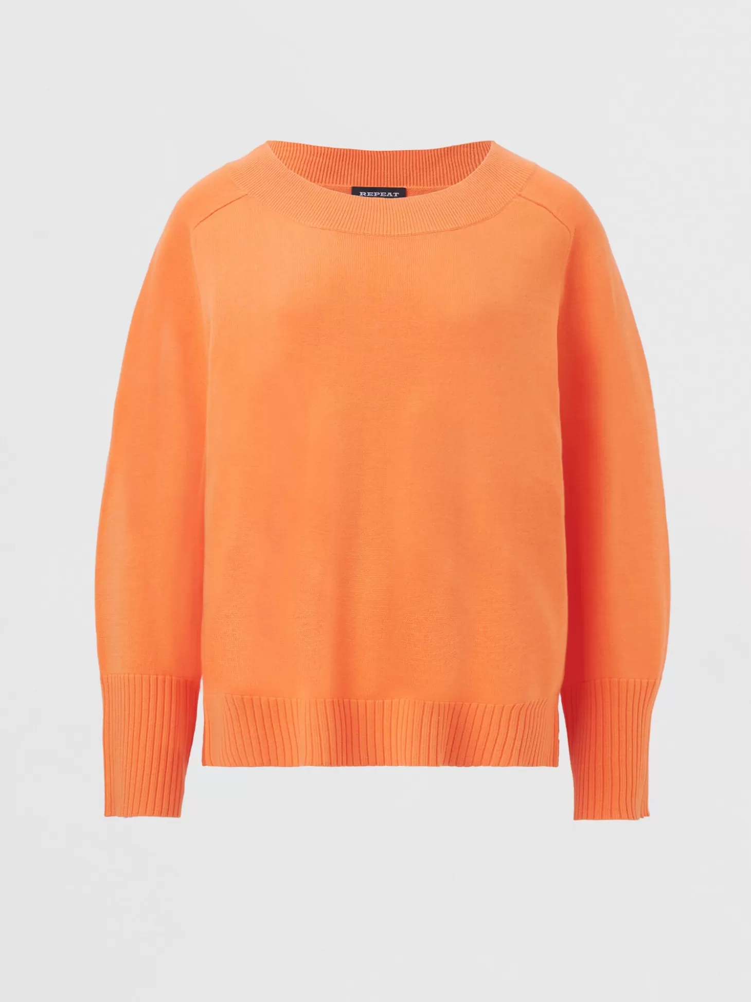 REPEAT cashmere Pull En Tricot Avec Large Ourlet Cotele Papaya Clearance