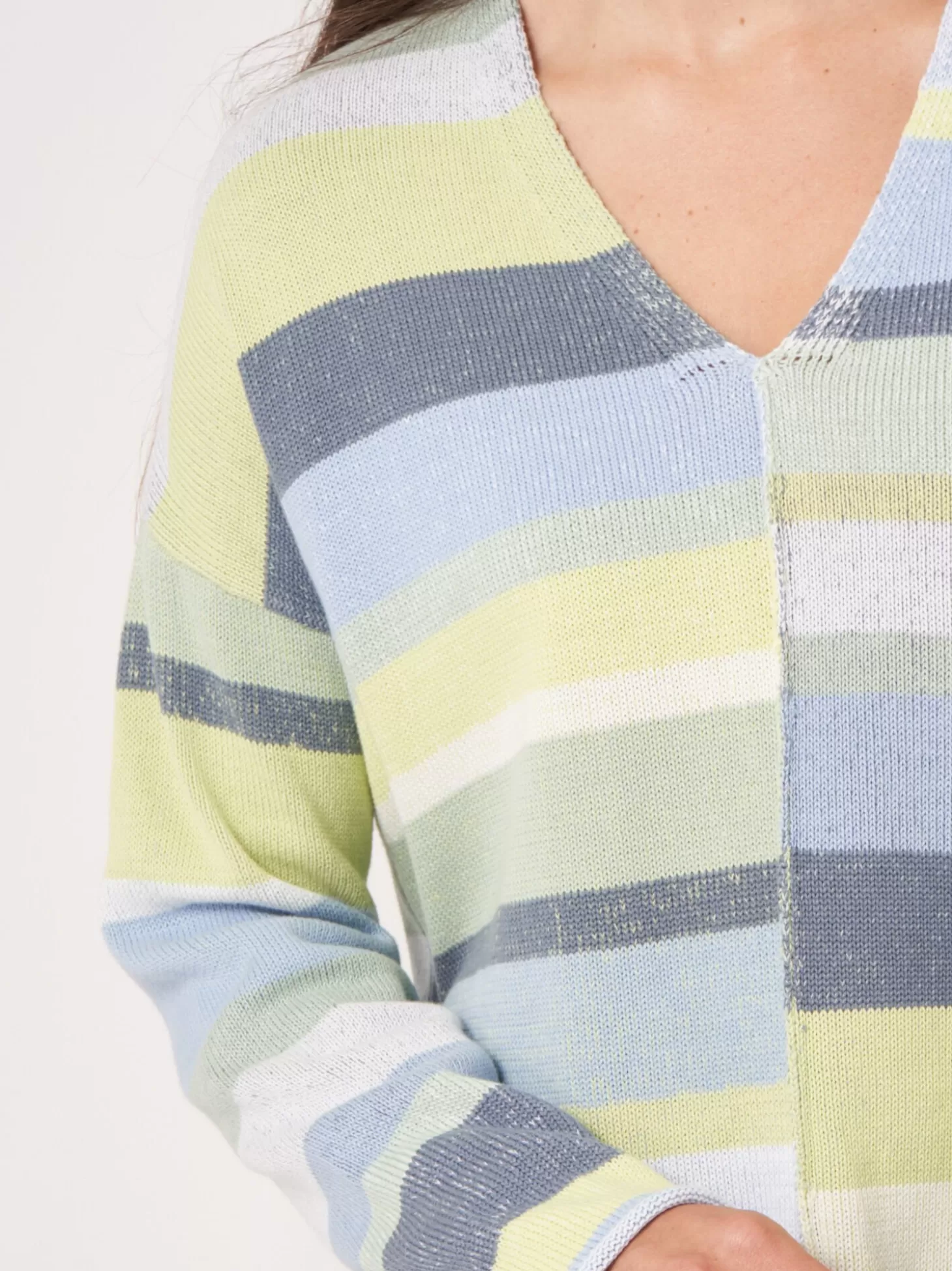 REPEAT cashmere Pull Maille De Coton A Rayures Multicolores Denim Multicolor New