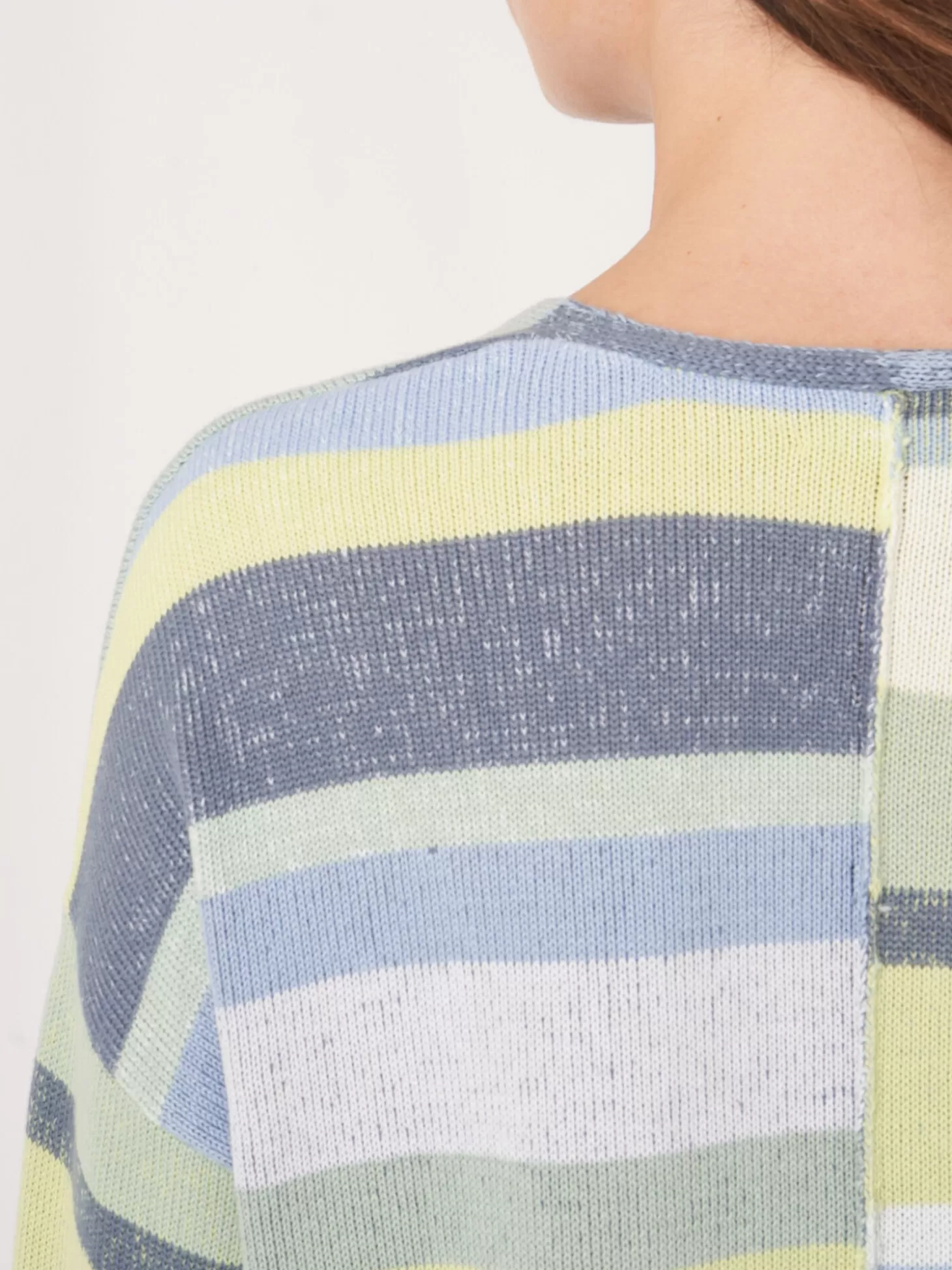 REPEAT cashmere Pull Maille De Coton A Rayures Multicolores Denim Multicolor New