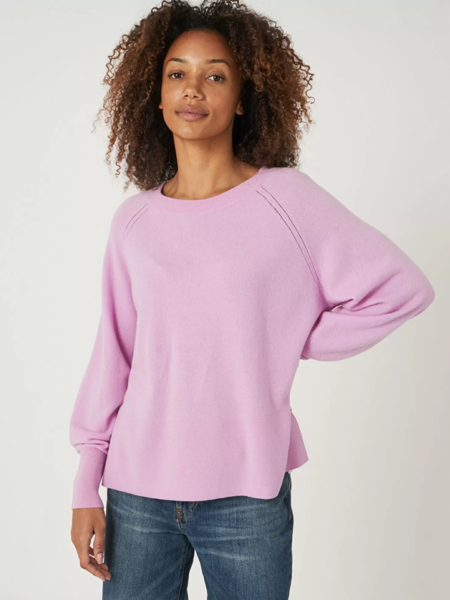 REPEAT cashmere Pull Raglan En Cachemire Avec Ourlet Cotele Et Fente Laterale Candy Shop