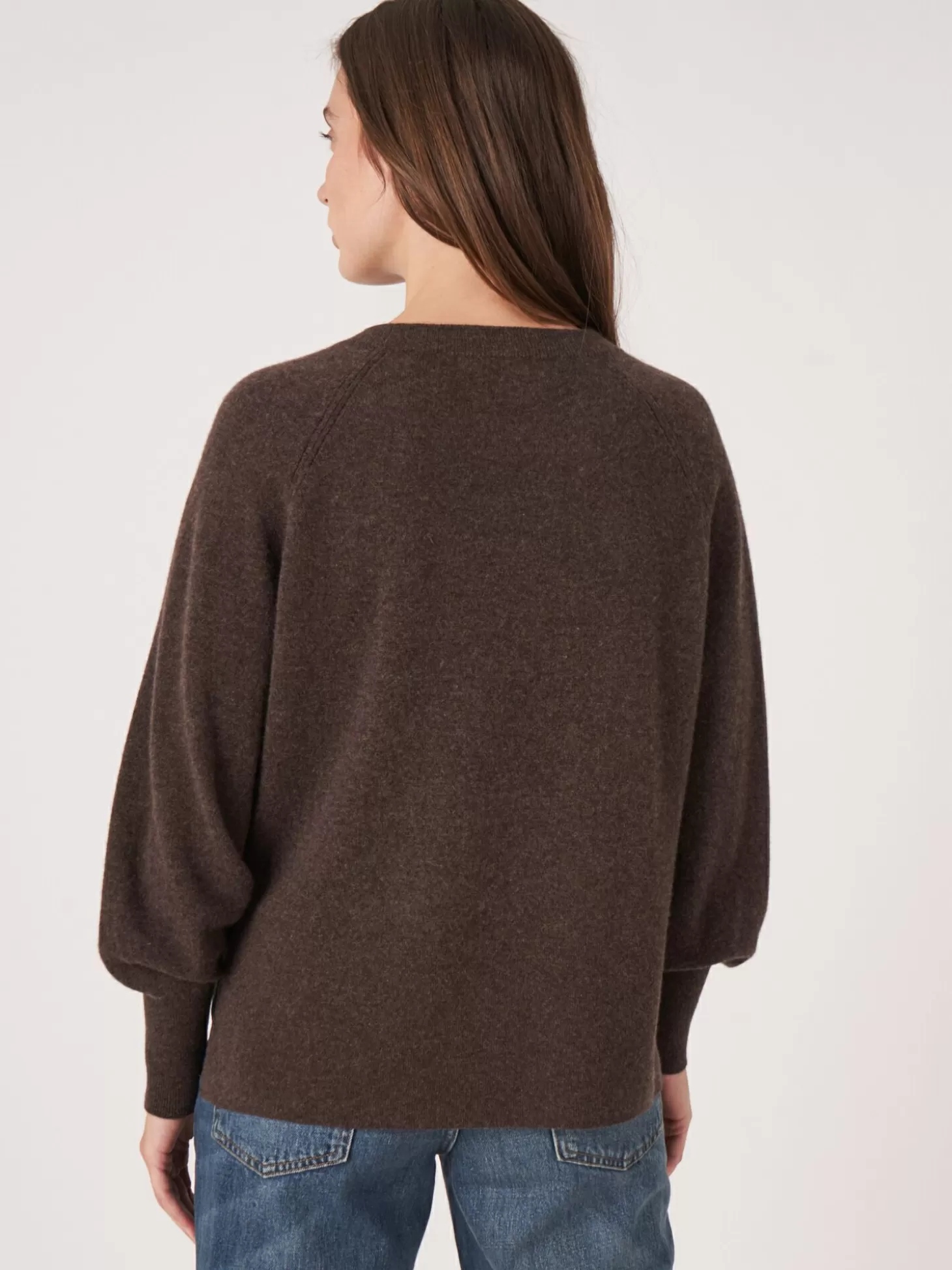 REPEAT cashmere Pull Raglan En Cachemire Avec Ourlet Cotele Et Fente Laterale Chocolate Flash Sale