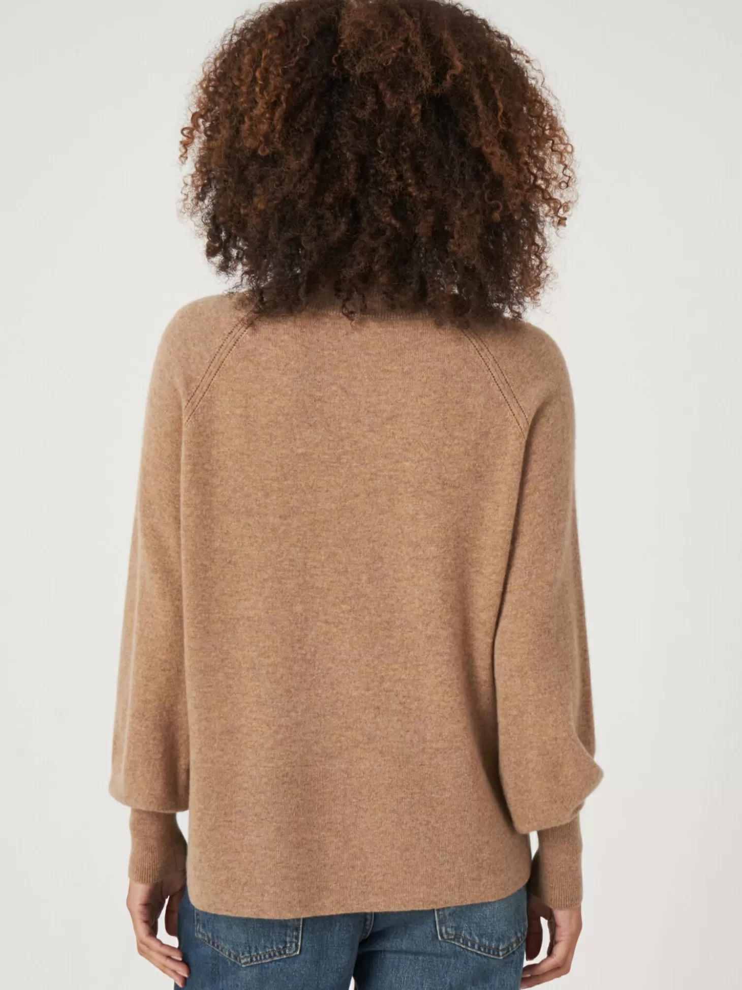 REPEAT cashmere Pull Raglan En Cachemire Avec Ourlet Cotele Et Fente Laterale Camel Clearance