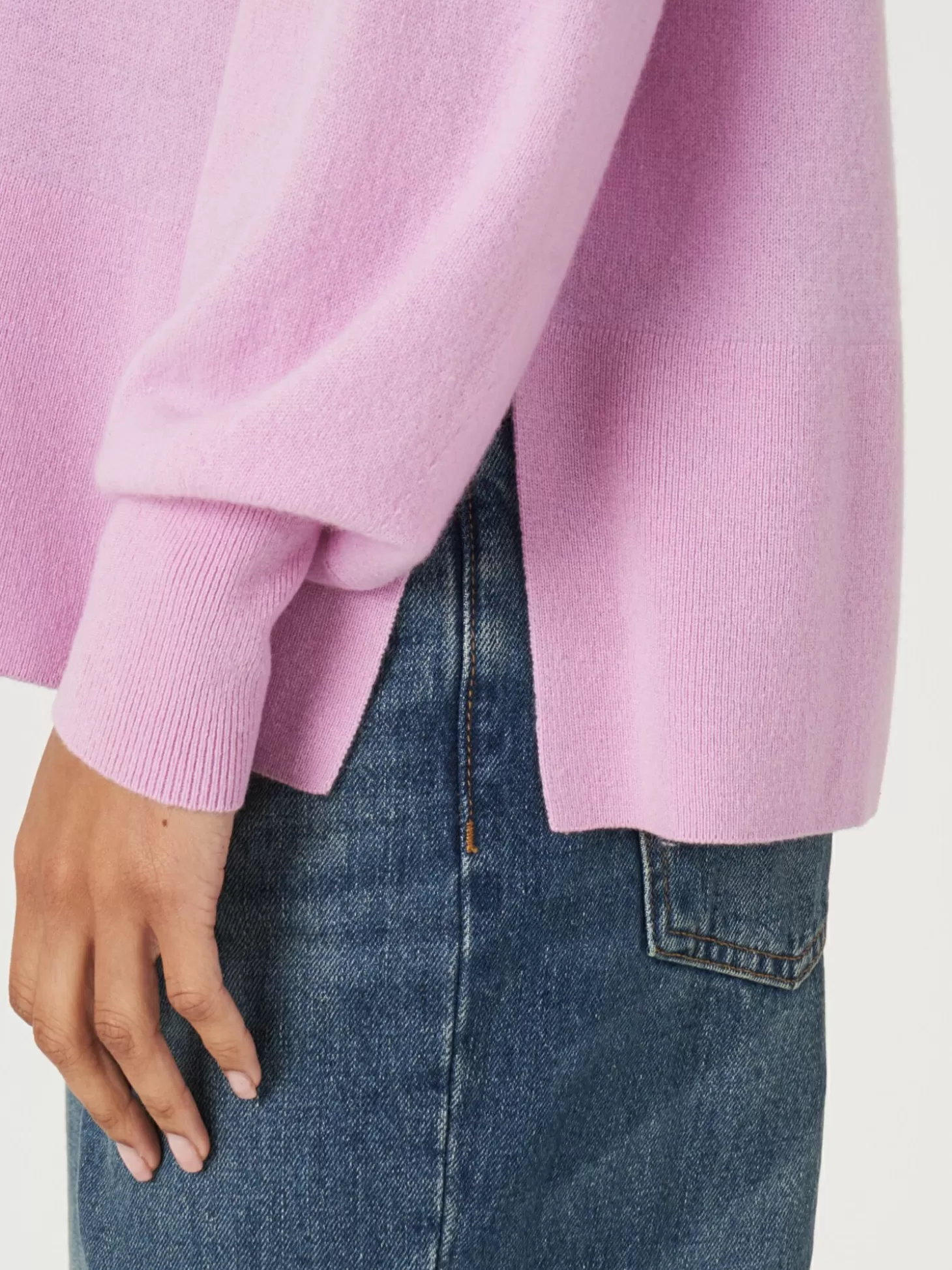 REPEAT cashmere Pull Raglan En Cachemire Avec Ourlet Cotele Et Fente Laterale Candy Shop