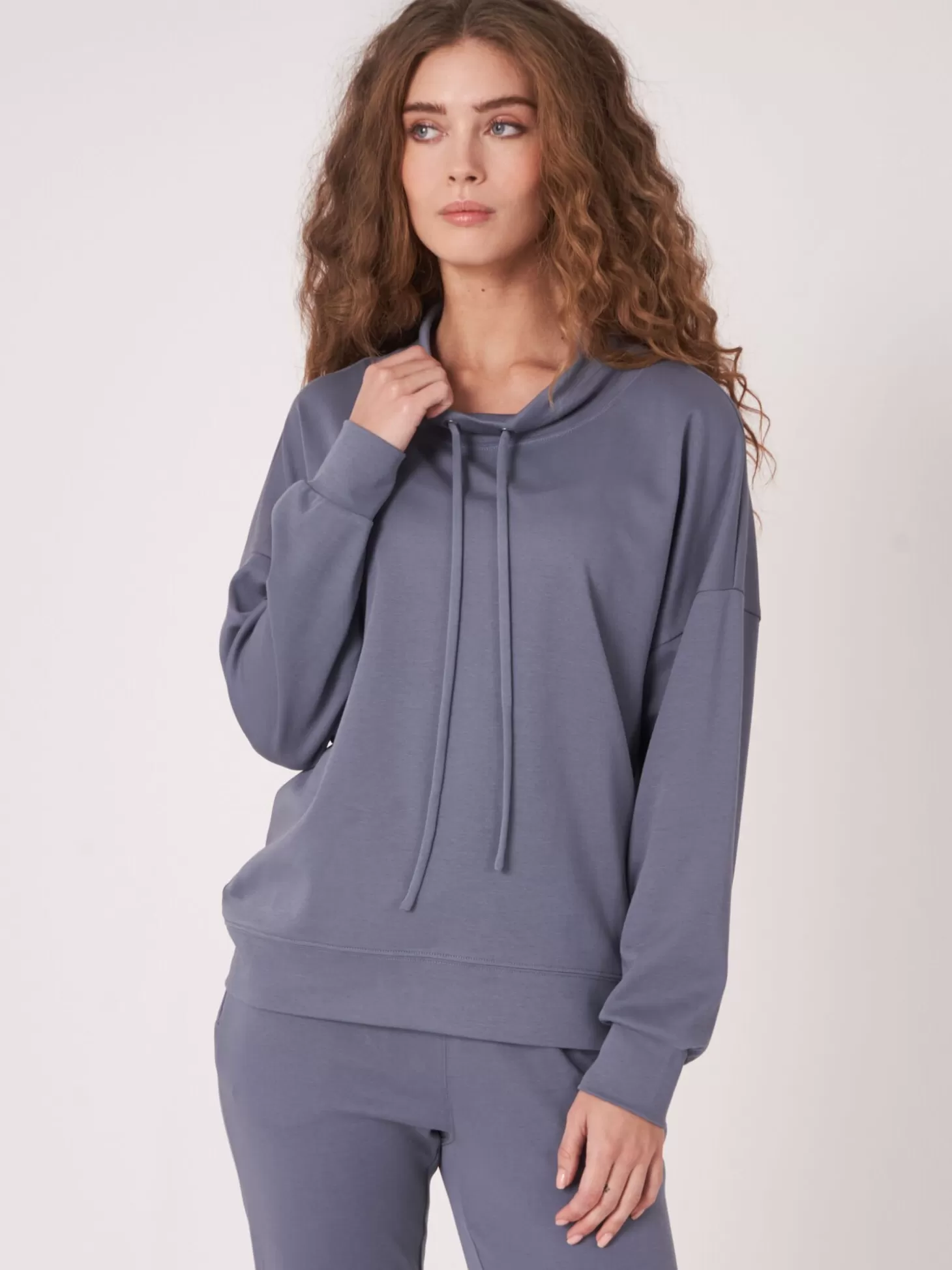 REPEAT cashmere Pull Sweat Avec Cordon De Serrage Denim Outlet