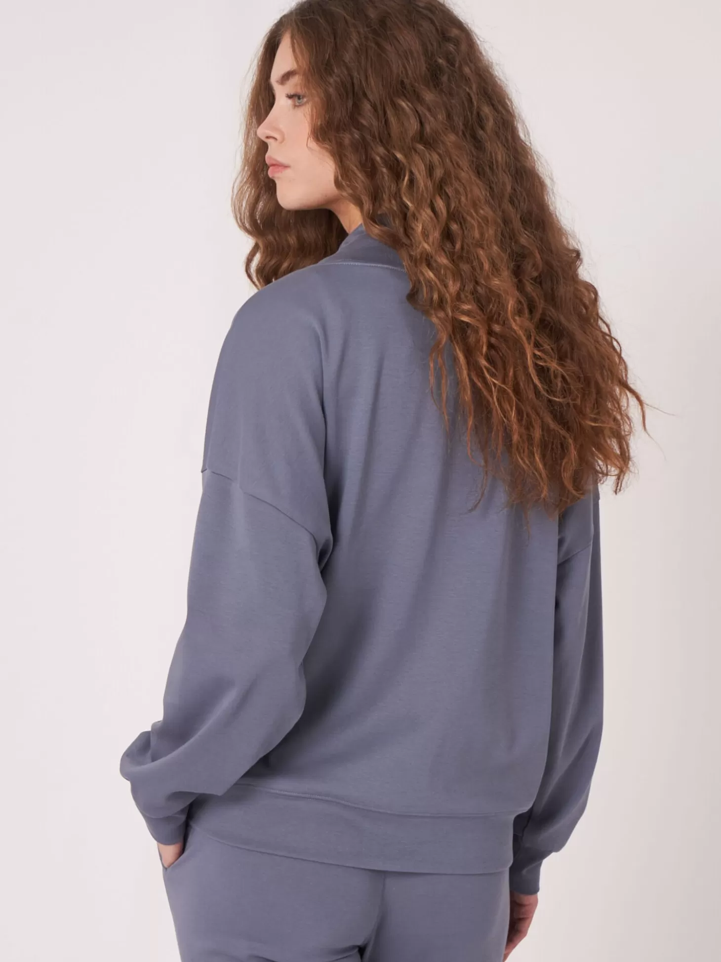 REPEAT cashmere Pull Sweat Avec Cordon De Serrage Denim Outlet