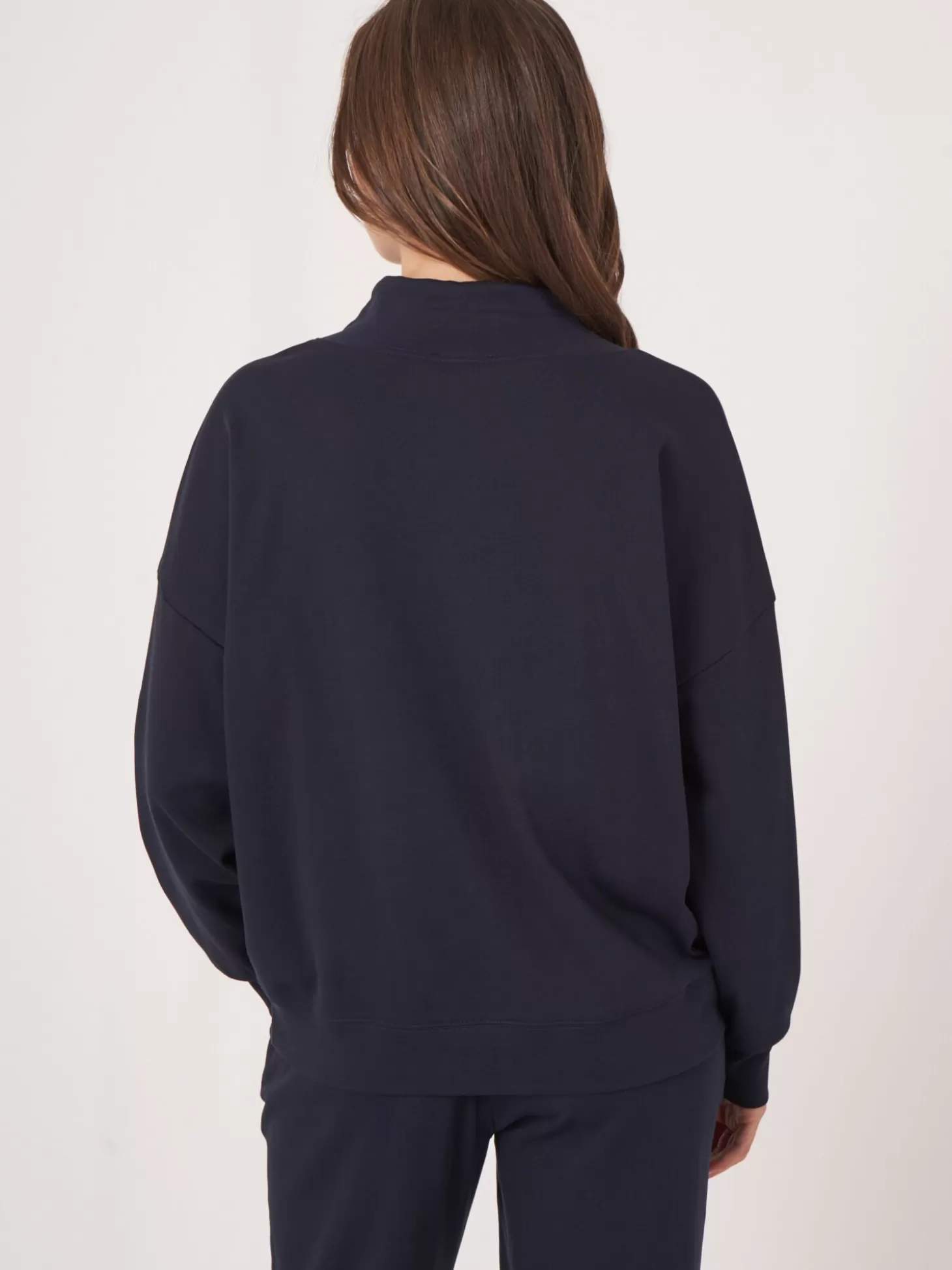 REPEAT cashmere Pull Sweat Avec Cordon De Serrage Navy Cheap