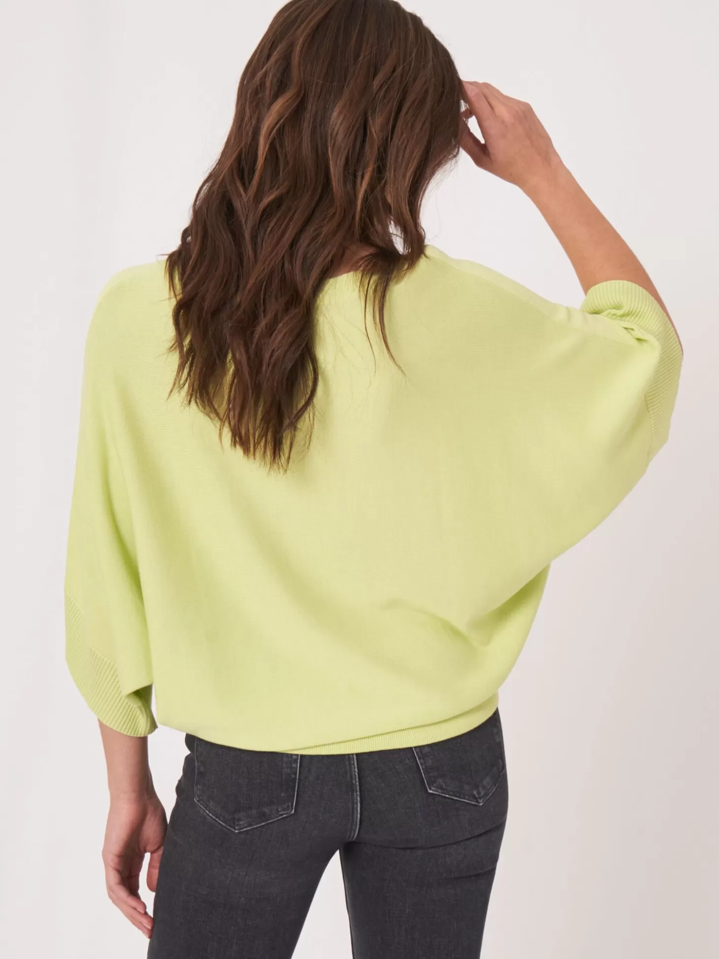 REPEAT cashmere Pull-Over Poncho En Coton Melange Avec Cordon De Serrage Soda Flash Sale