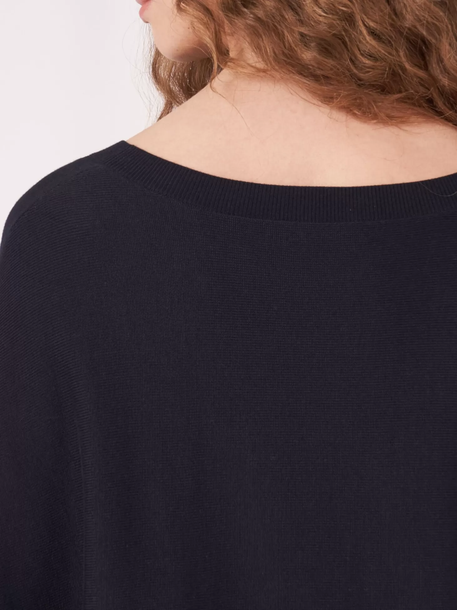REPEAT cashmere Pull-Over Poncho En Coton Melange Avec Cordon De Serrage Navy Store