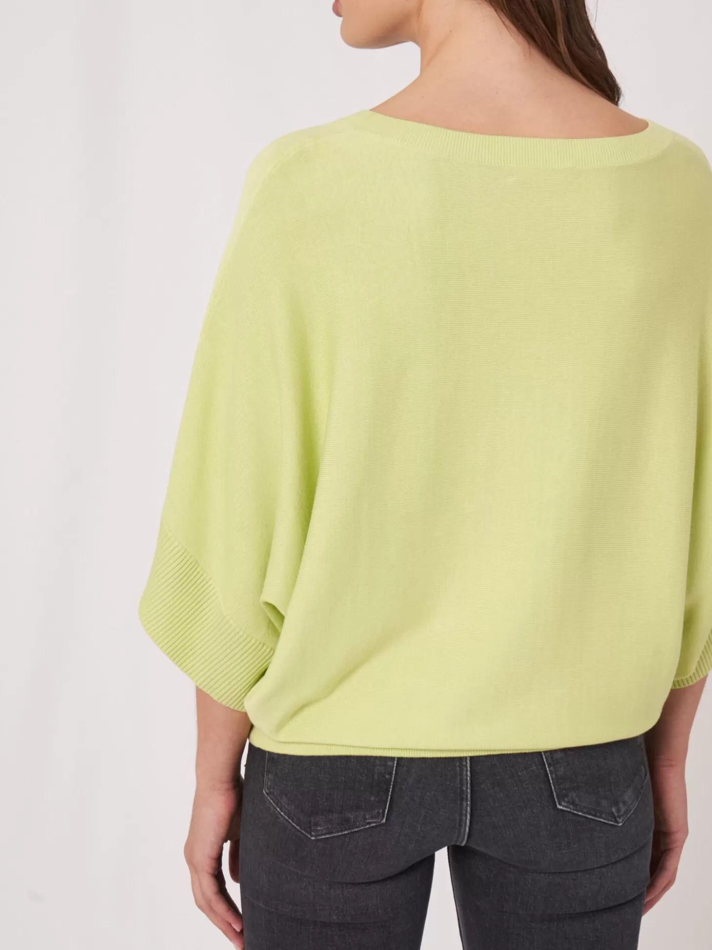 REPEAT cashmere Pull-Over Poncho En Coton Melange Avec Cordon De Serrage Soda Flash Sale