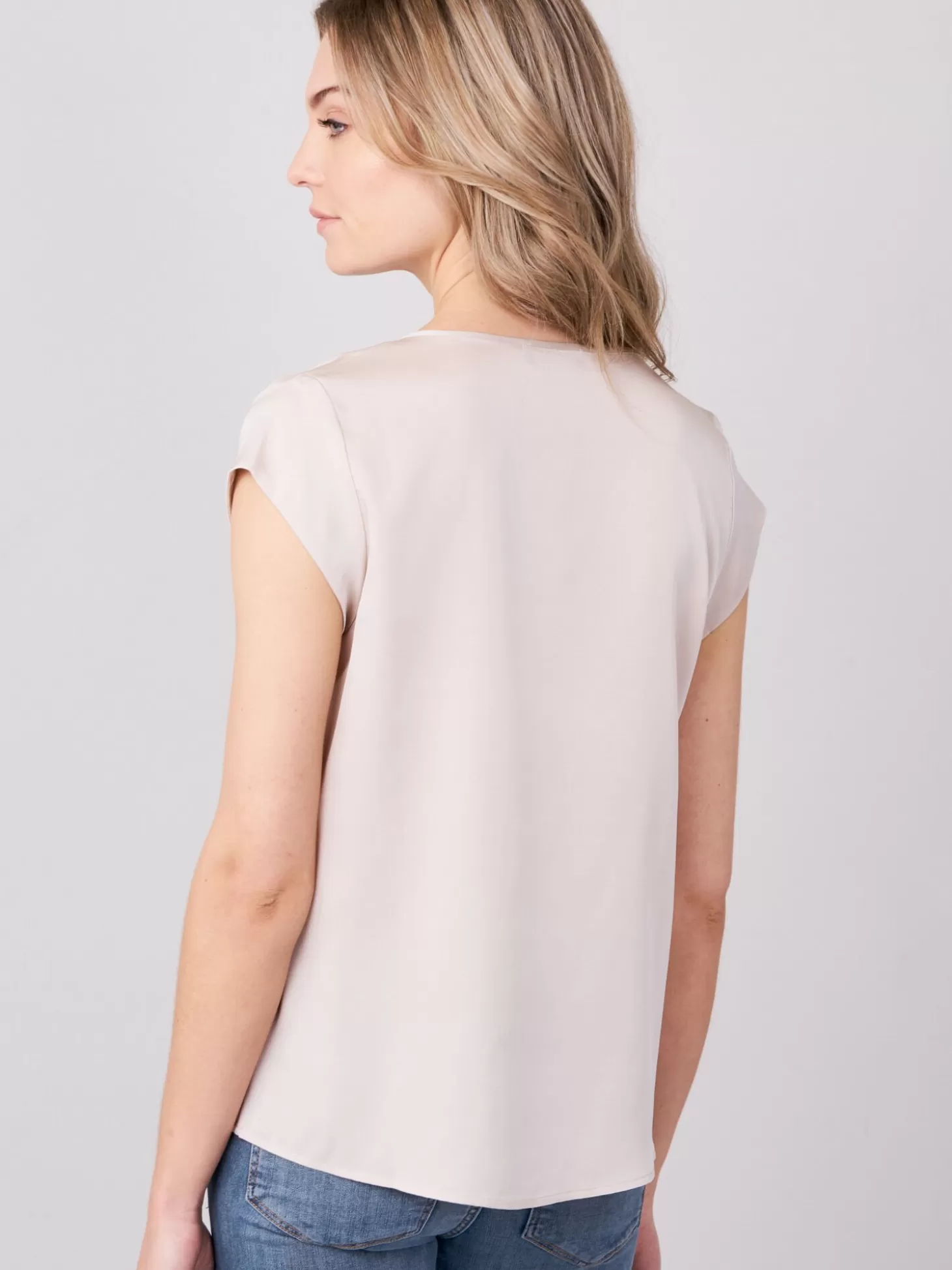 REPEAT cashmere Top Avec Poche Poitrine Beige Flash Sale